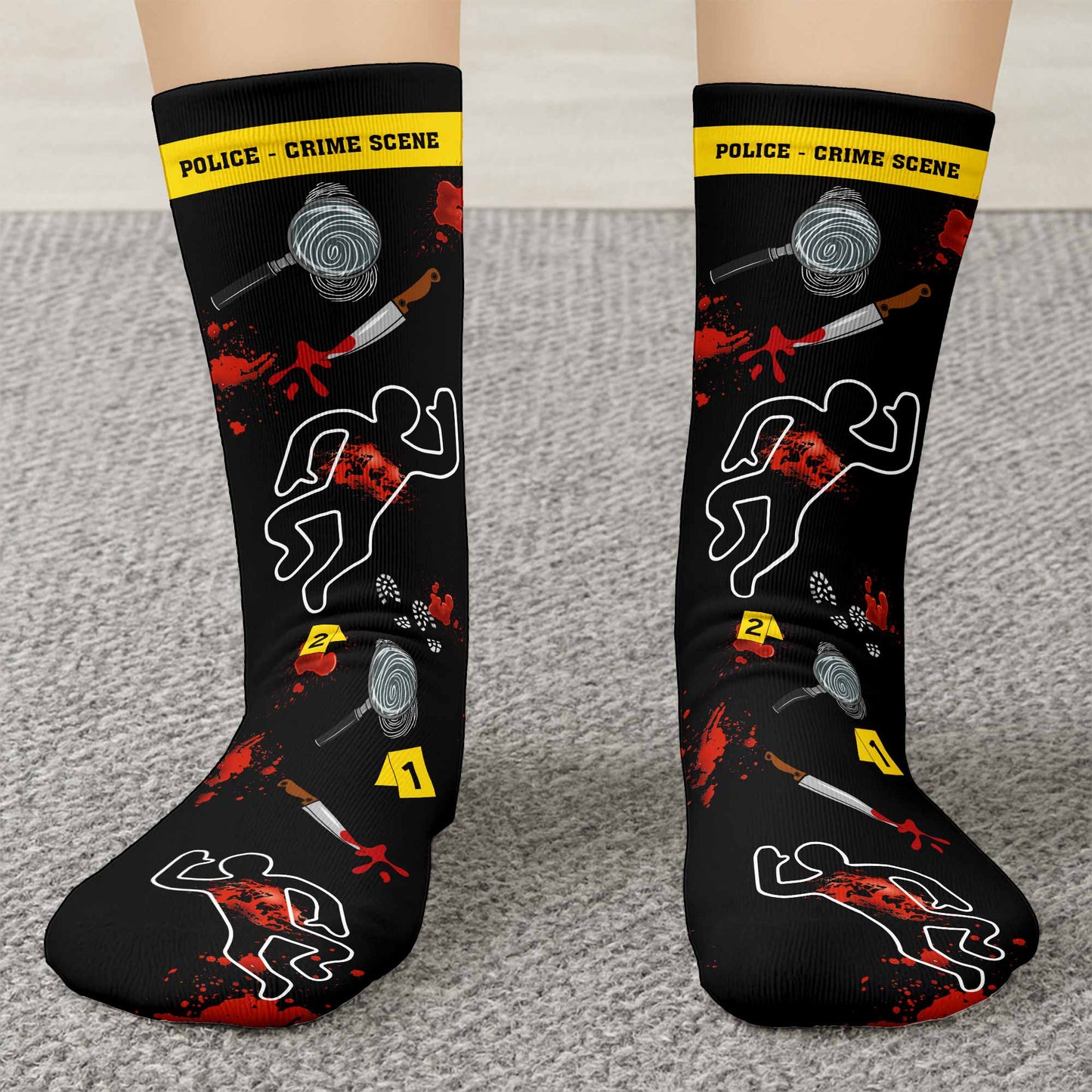 True Crime Watching Socks With Magnifying Glass And Knife