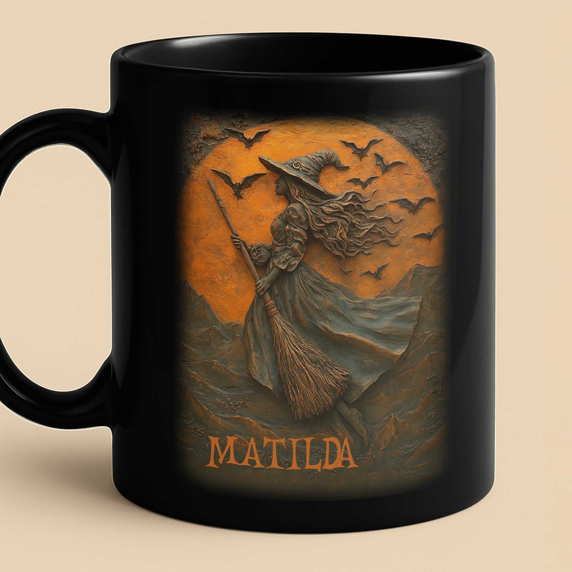 Majestic Witch Soaring Through A Moonlit Sky