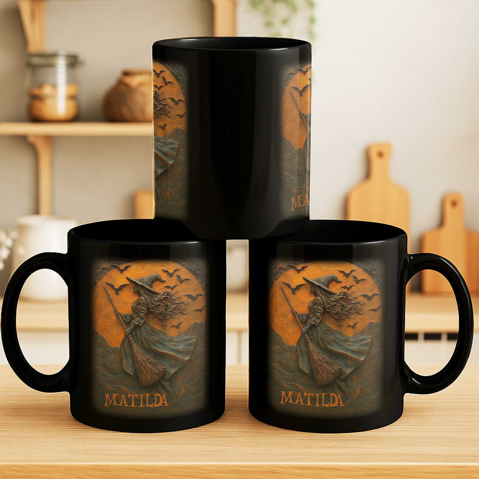 Majestic Witch Soaring Through A Moonlit Sky