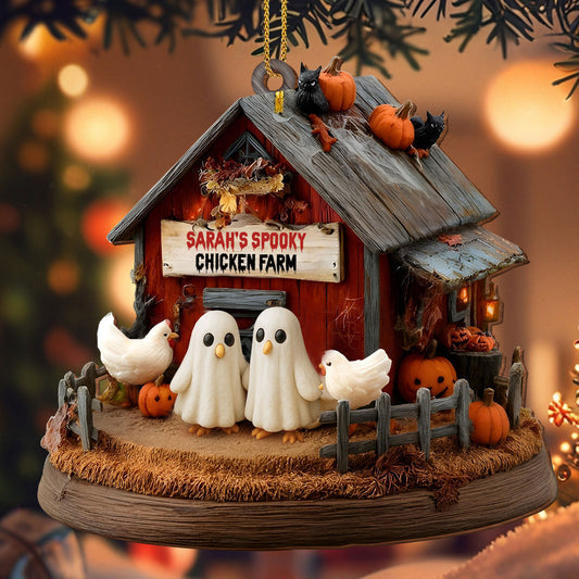 Sarah's Spooky Chicken Farm With Ghosts and Pumpkins