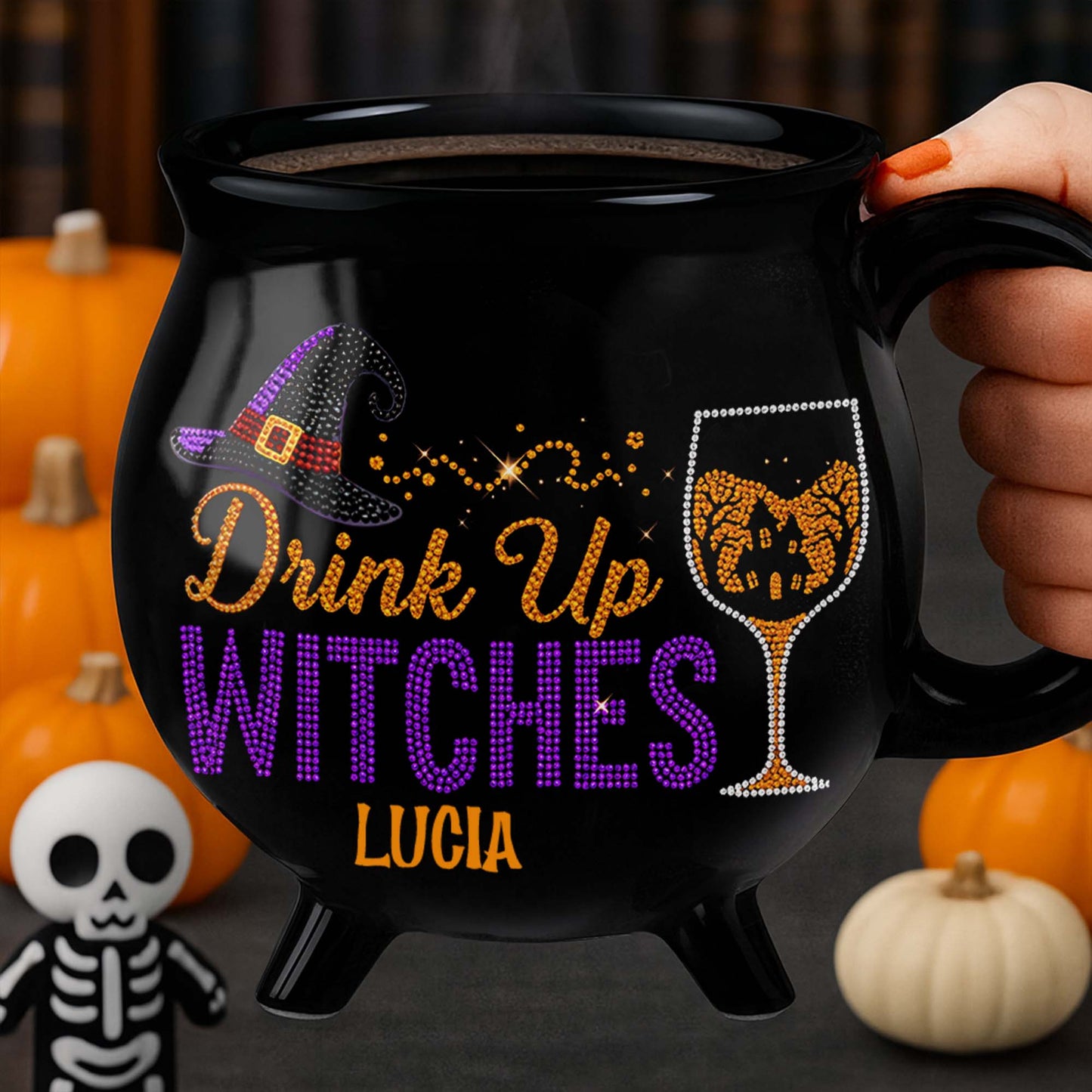 Drink Up Witches With Witch Hat And Wine Glass