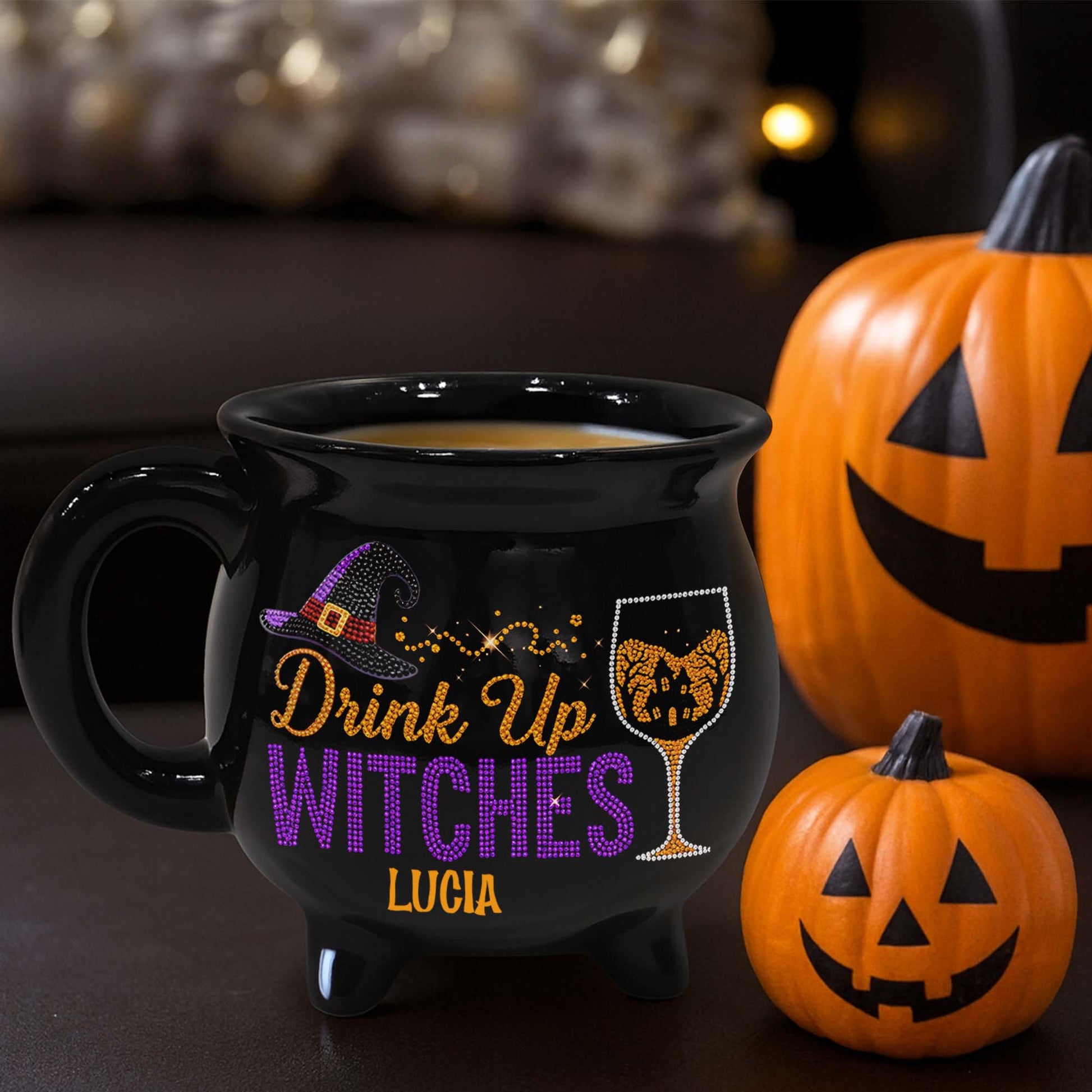 Drink Up Witches With Witch Hat And Wine Glass