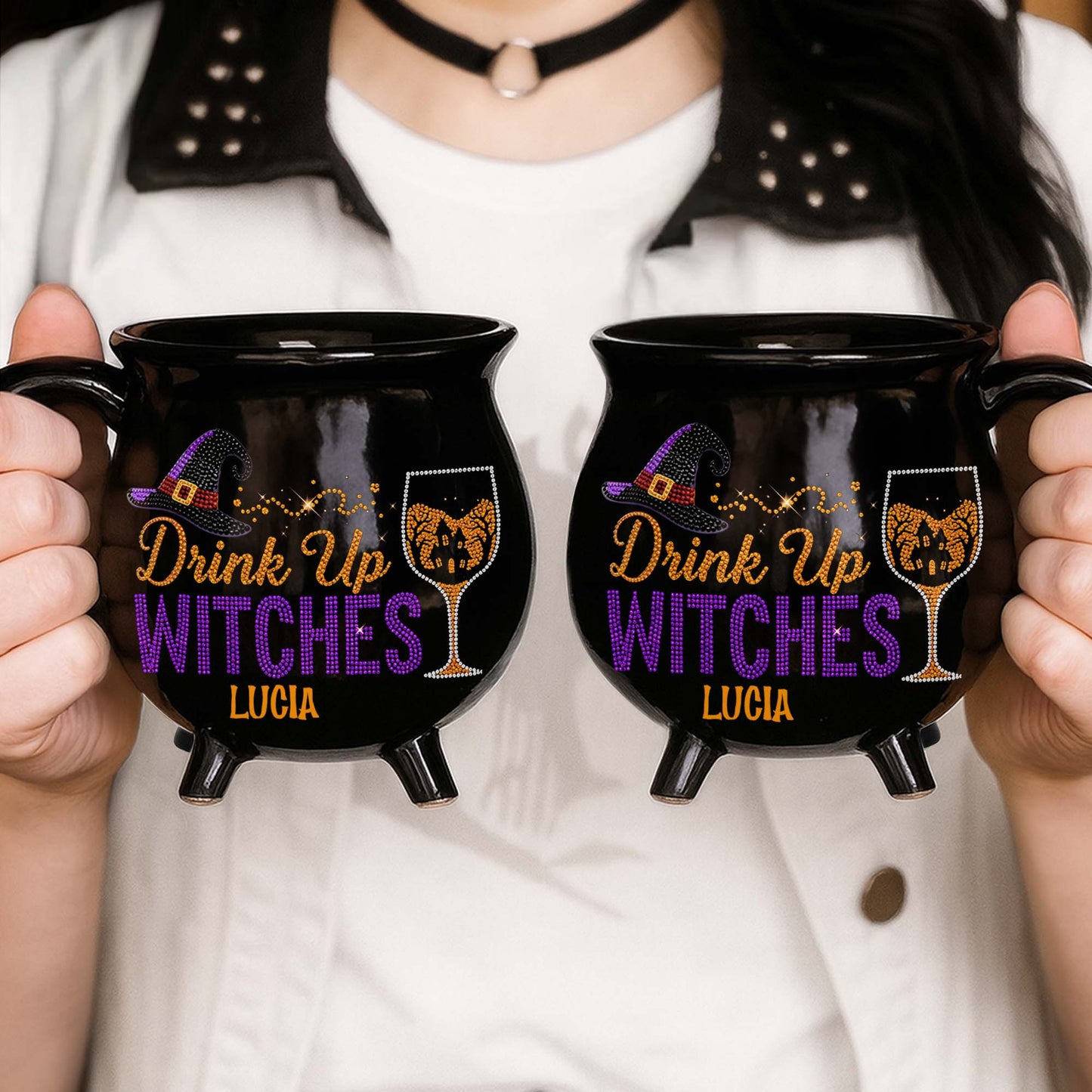 Drink Up Witches With Witch Hat And Wine Glass