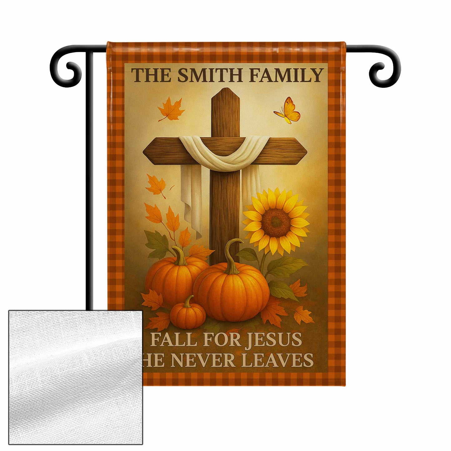 Fall For Jesus He Never Leaves, Cross and Sunflowers