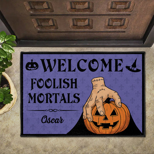 Welcome Foolish Mortals, Pumpkin And Hand