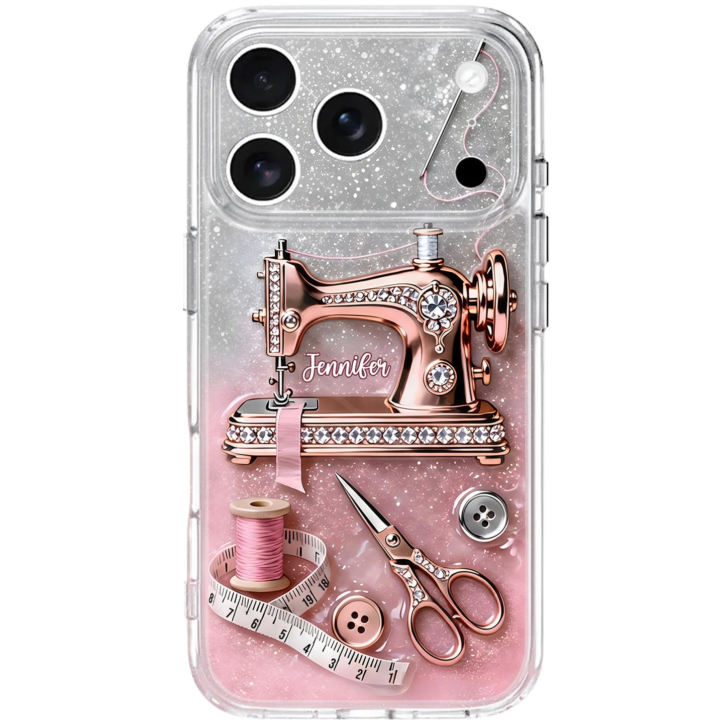 Custom Name Vintage Sewing Machine Design With Scissors And Thread