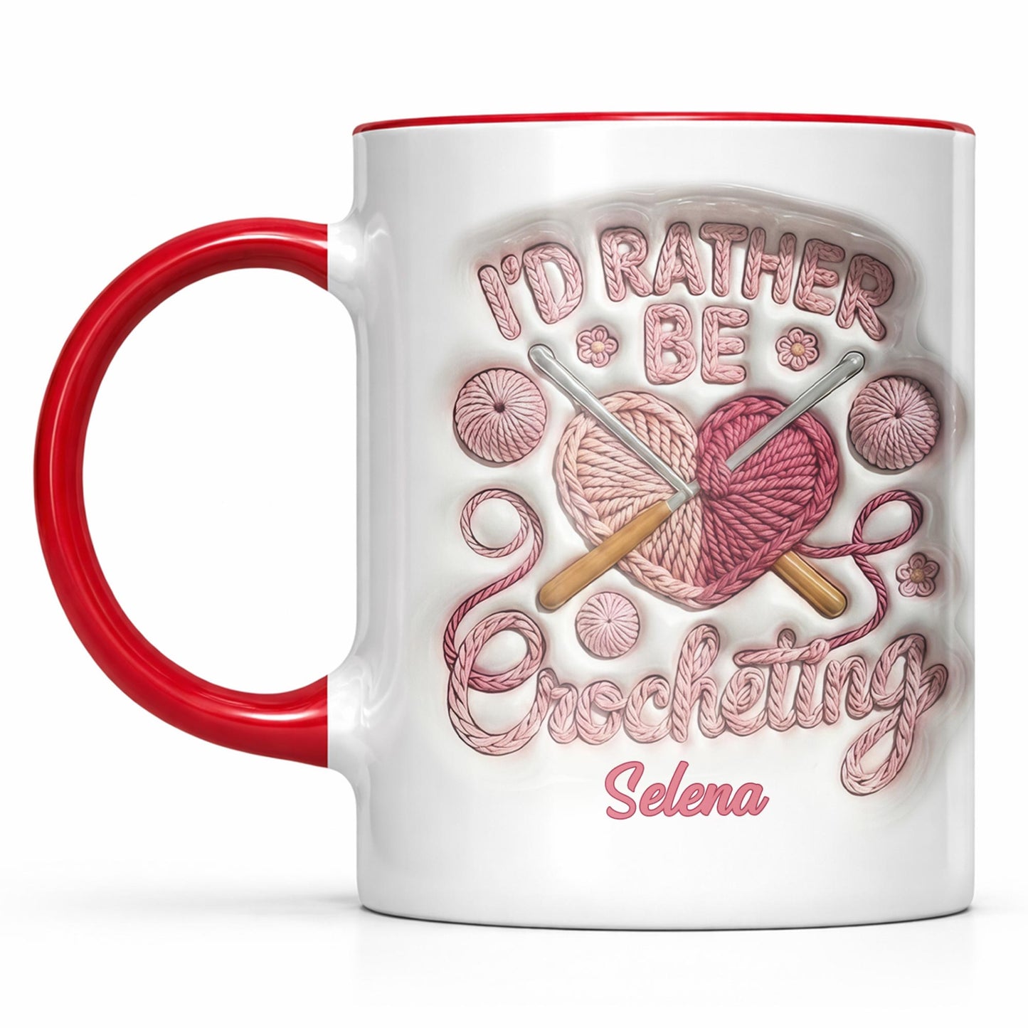 I'd Rather Be Crocheting Yarn Heart And Crochet Hooks Design