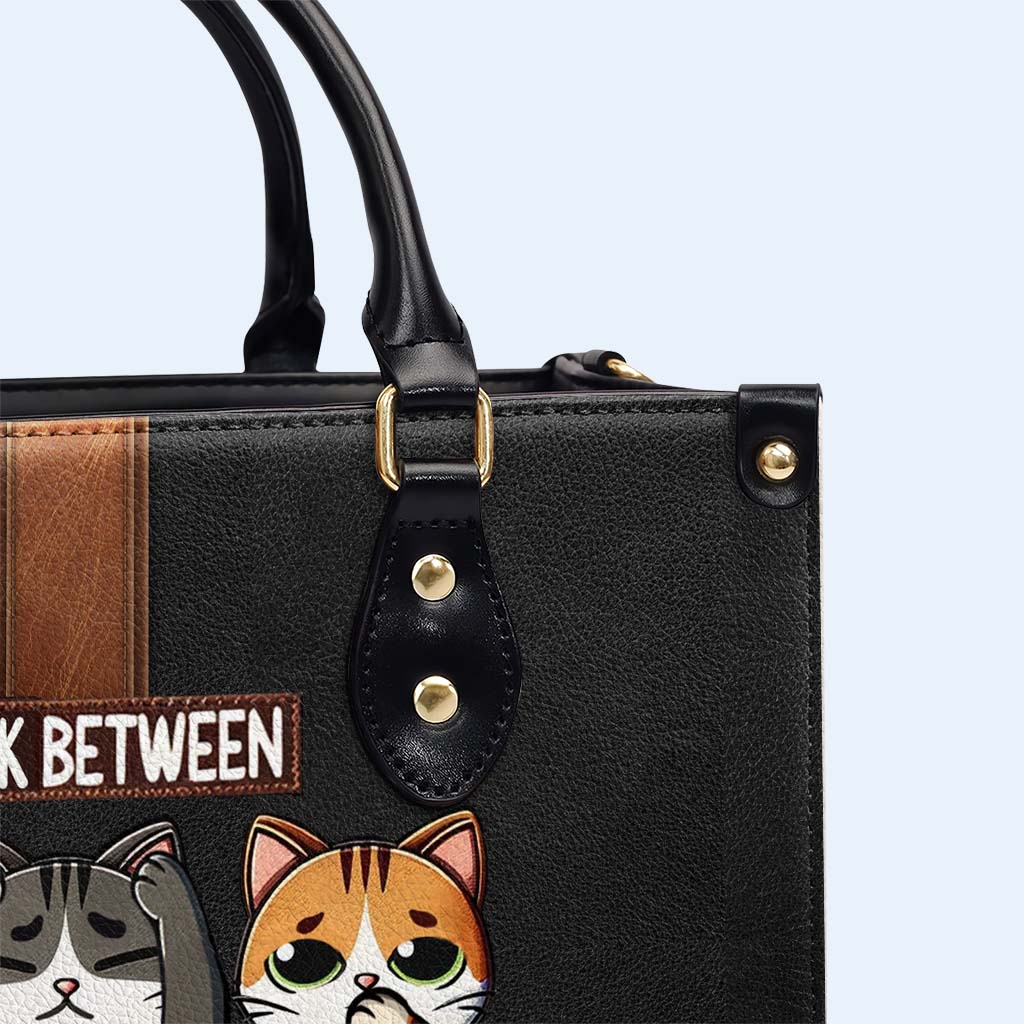Coincé entre je ne sais pas, je ne sais pas, je ne sais pas ! - Sac à main en cuir personnalisé pour les amoureux des chats - HB_CAT04