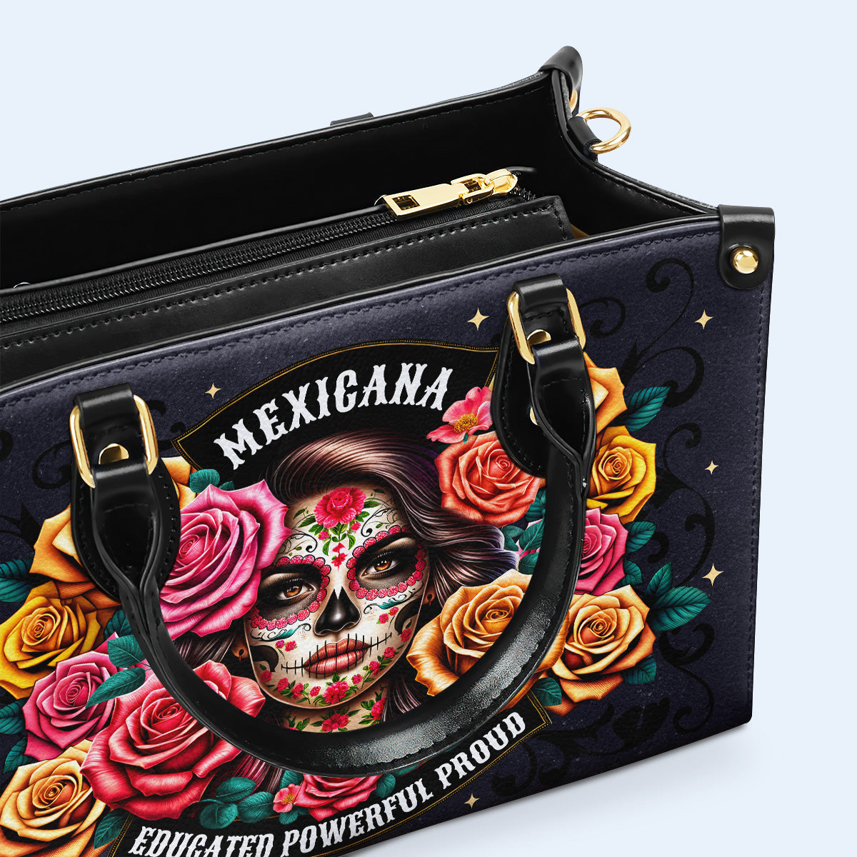 La niña y las rosas - Bolso de mano de cuero personalizado - HB_MX28