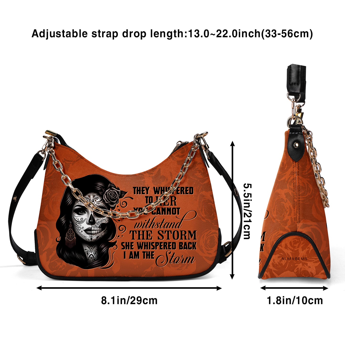 Je suis la tempête - Sac à main bandoulière personnalisé avec chaîne - HG22CH