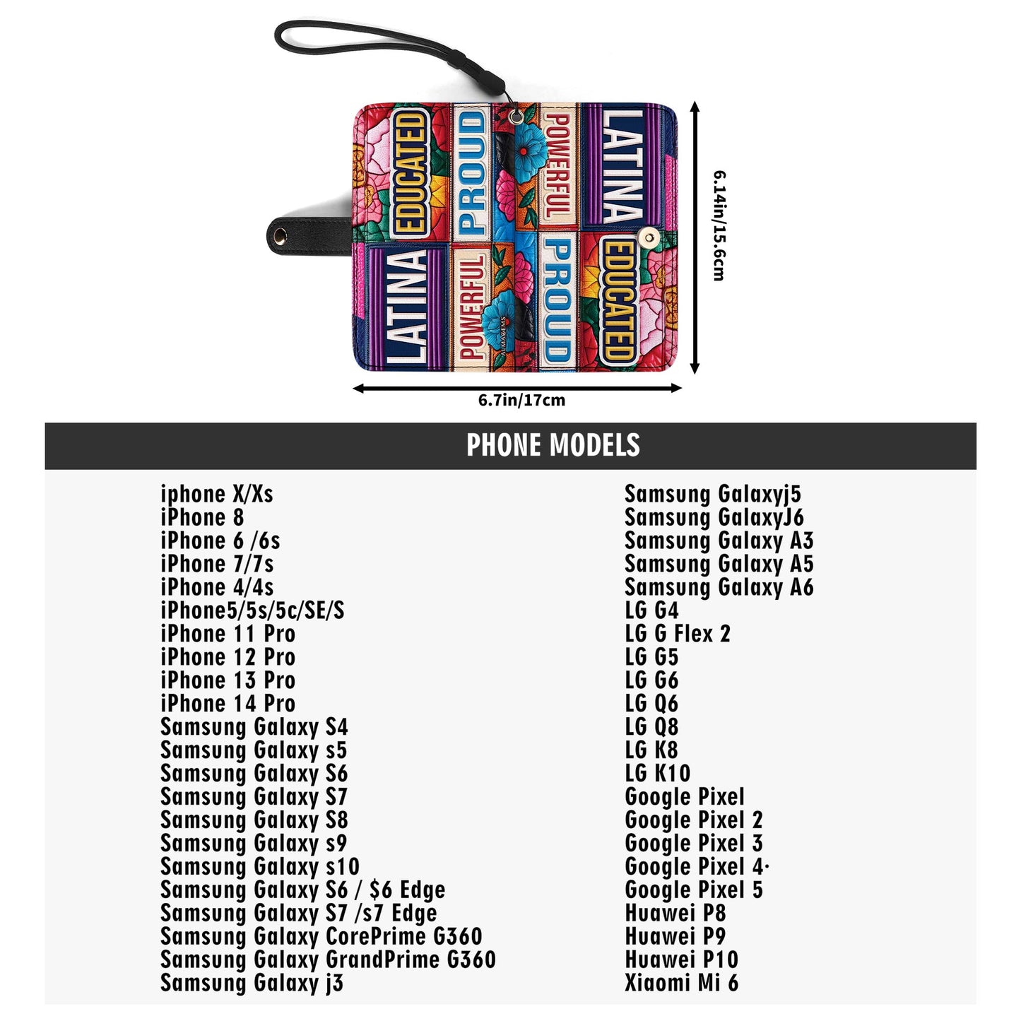 Cartera de cuero personalizada para teléfono, educada, poderosa y orgullosa - HG29PW