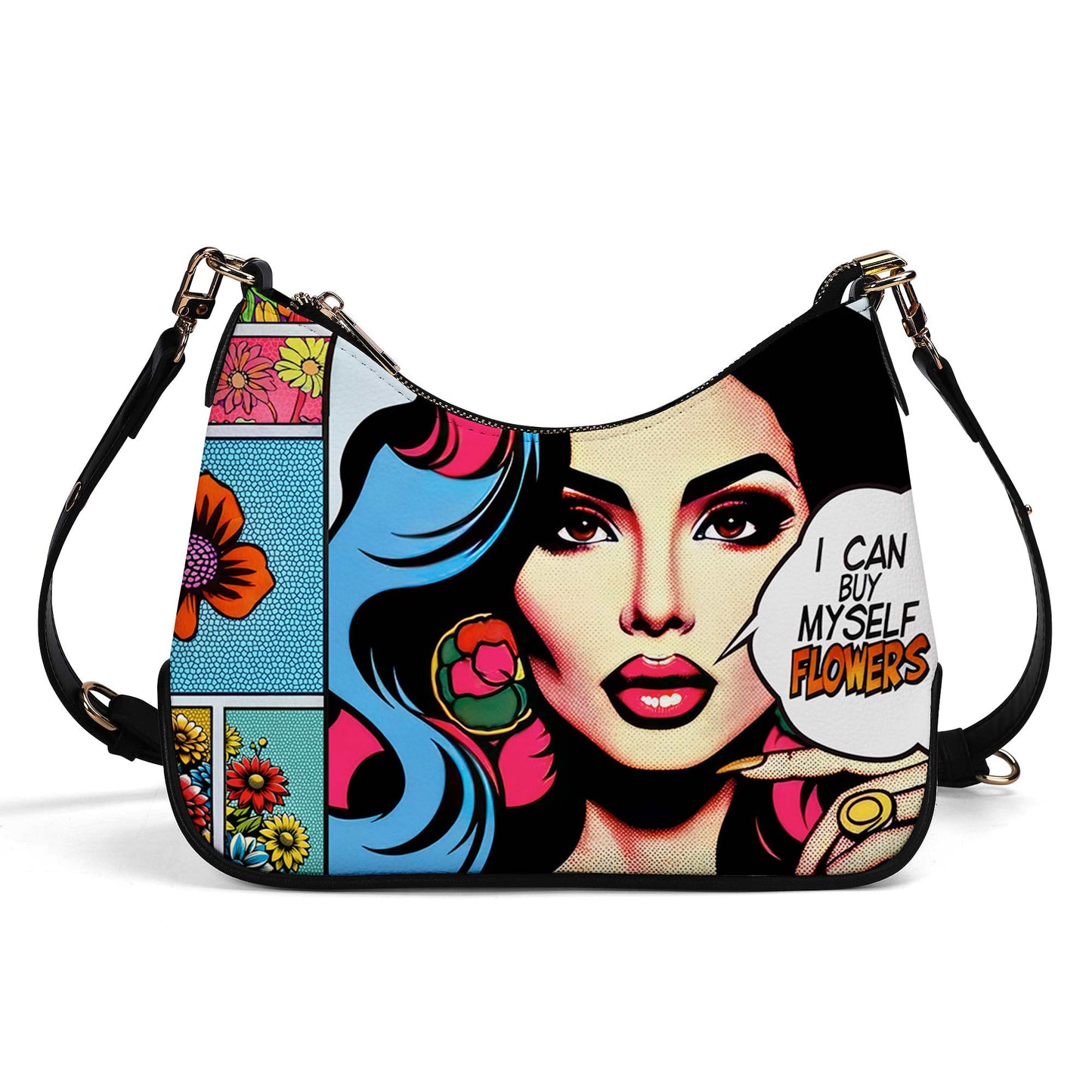 Je peux m'offrir des fleurs - Sac à main bandoulière personnalisé avec chaîne - HG44CH