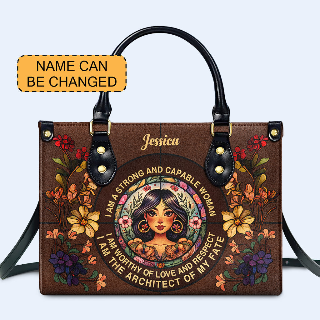 Soy una mujer fuerte y capaz - Bolso de piel personalizado - HG49