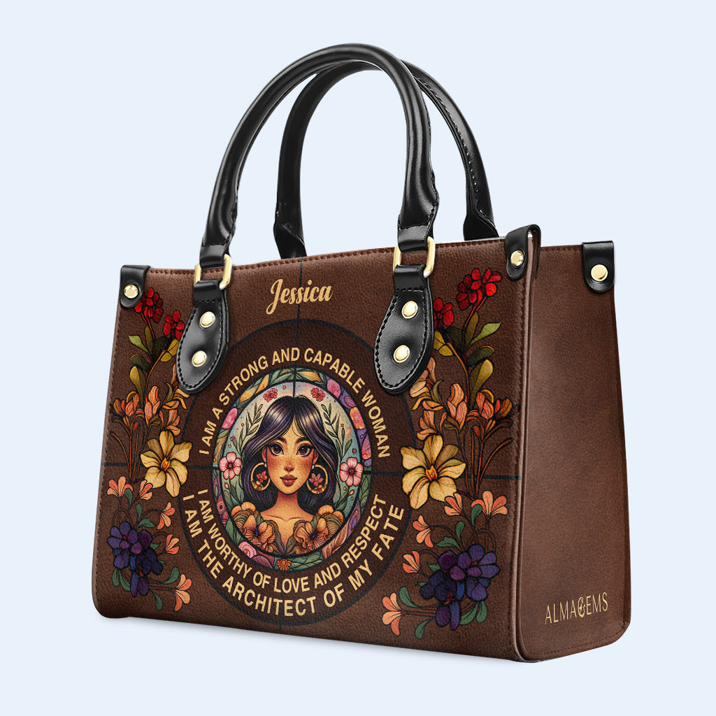 Soy una mujer fuerte y capaz - Bolso de piel personalizado - HG49