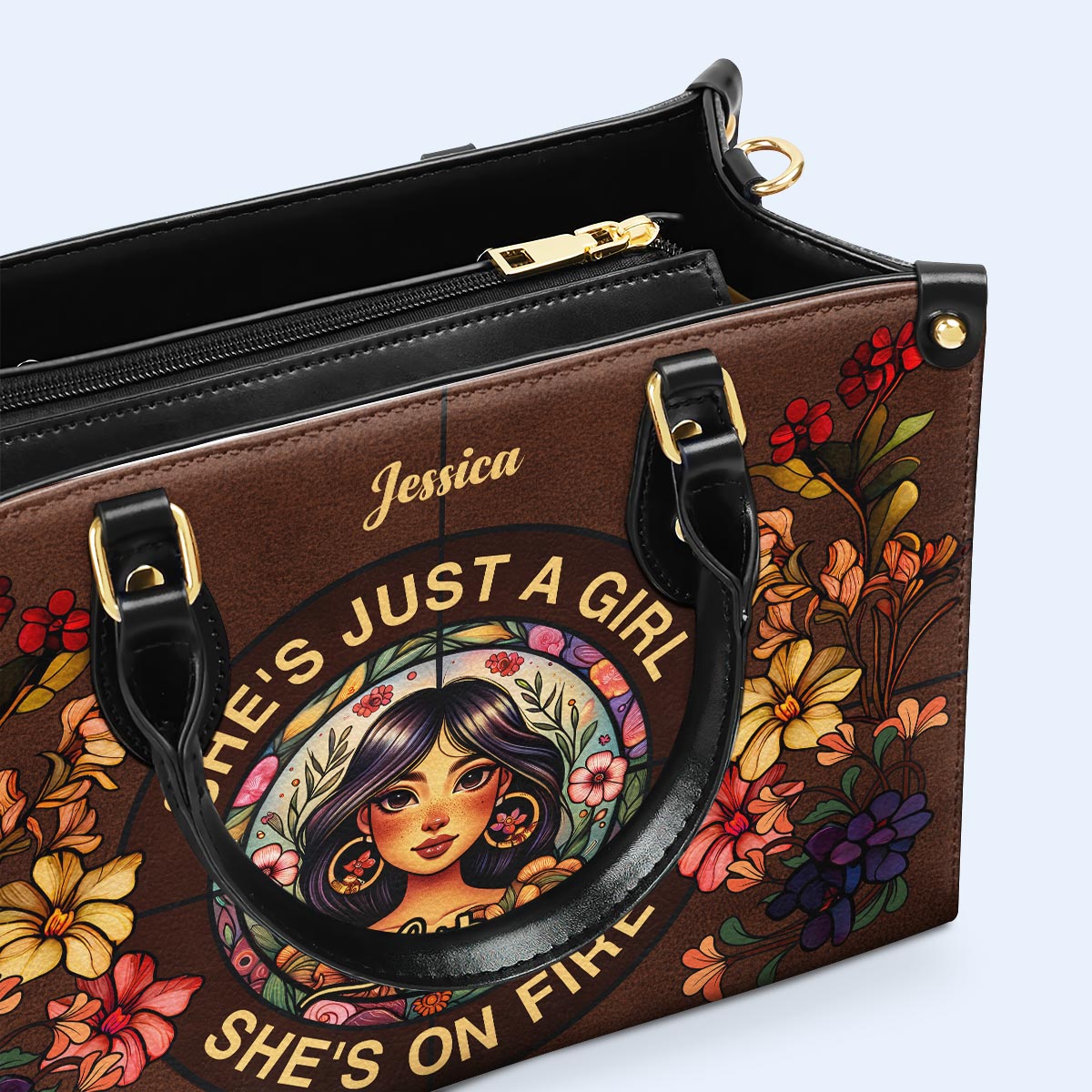 Elle est en feu - Sac à main en cuir personnalisé - HG53