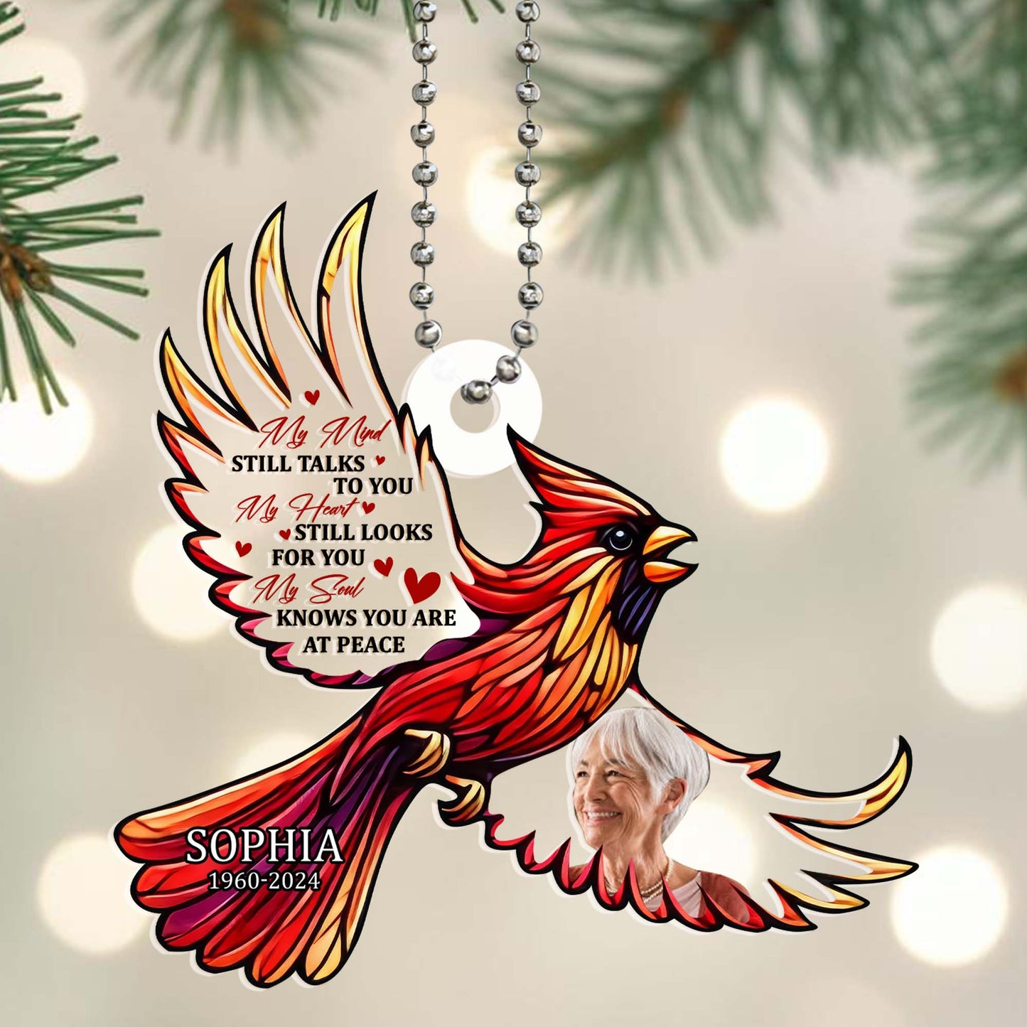 My Mind Still Talks To You, Soul At Peace Memorial Ornament - Personalized Custom Acrylic Ornament, Car Ornament - HME012_HGO