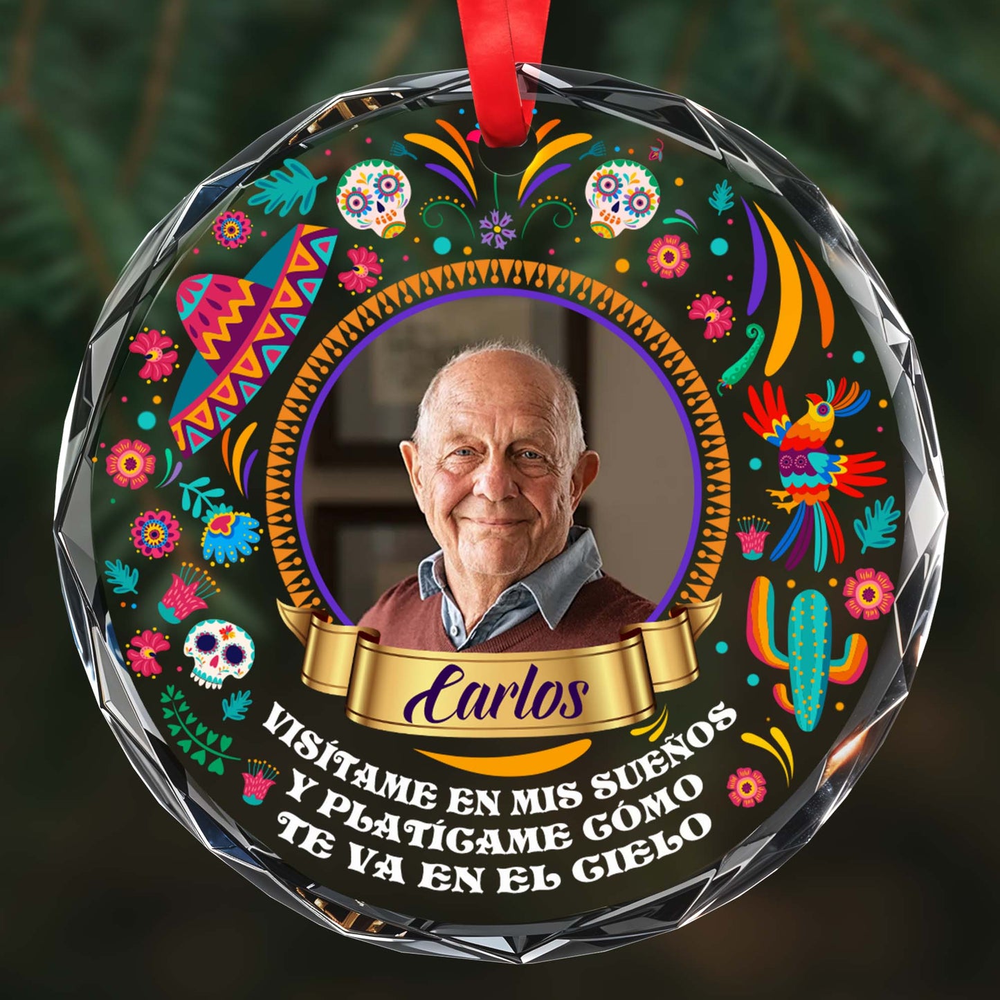 Visit Me In My Dreams Vibrant Memorial Custom Ornament