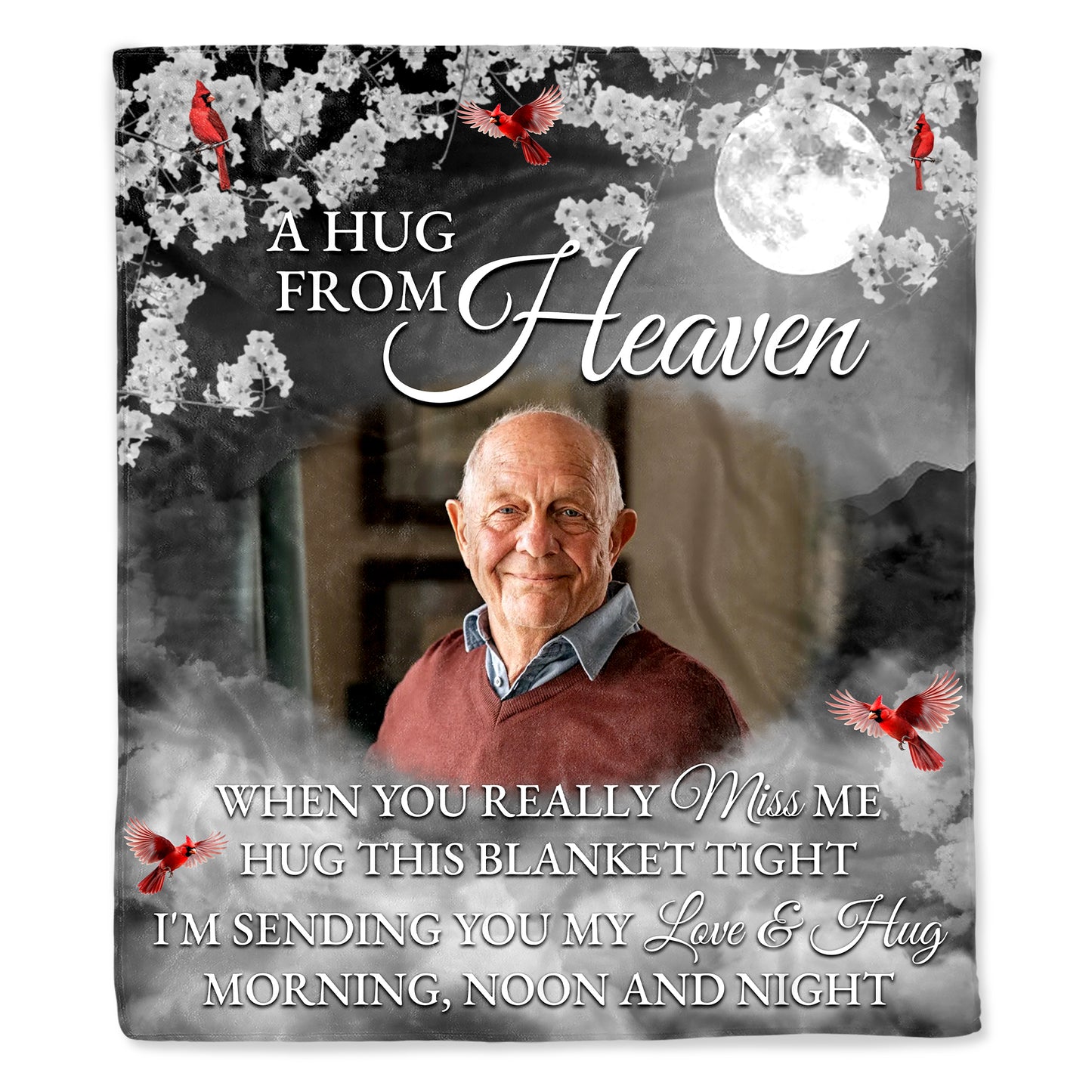 A Hug From Heaven, Moon and Cardinals Memorial Blanket Design