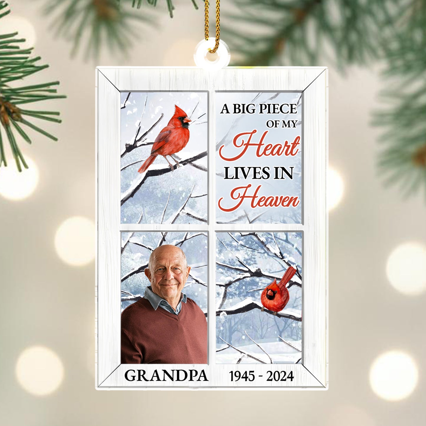 Heart In Heaven Cardinal Snowy Christmas Ornament