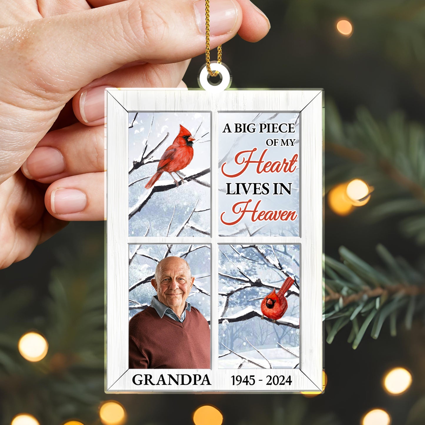 Heart In Heaven Cardinal Snowy Christmas Ornament
