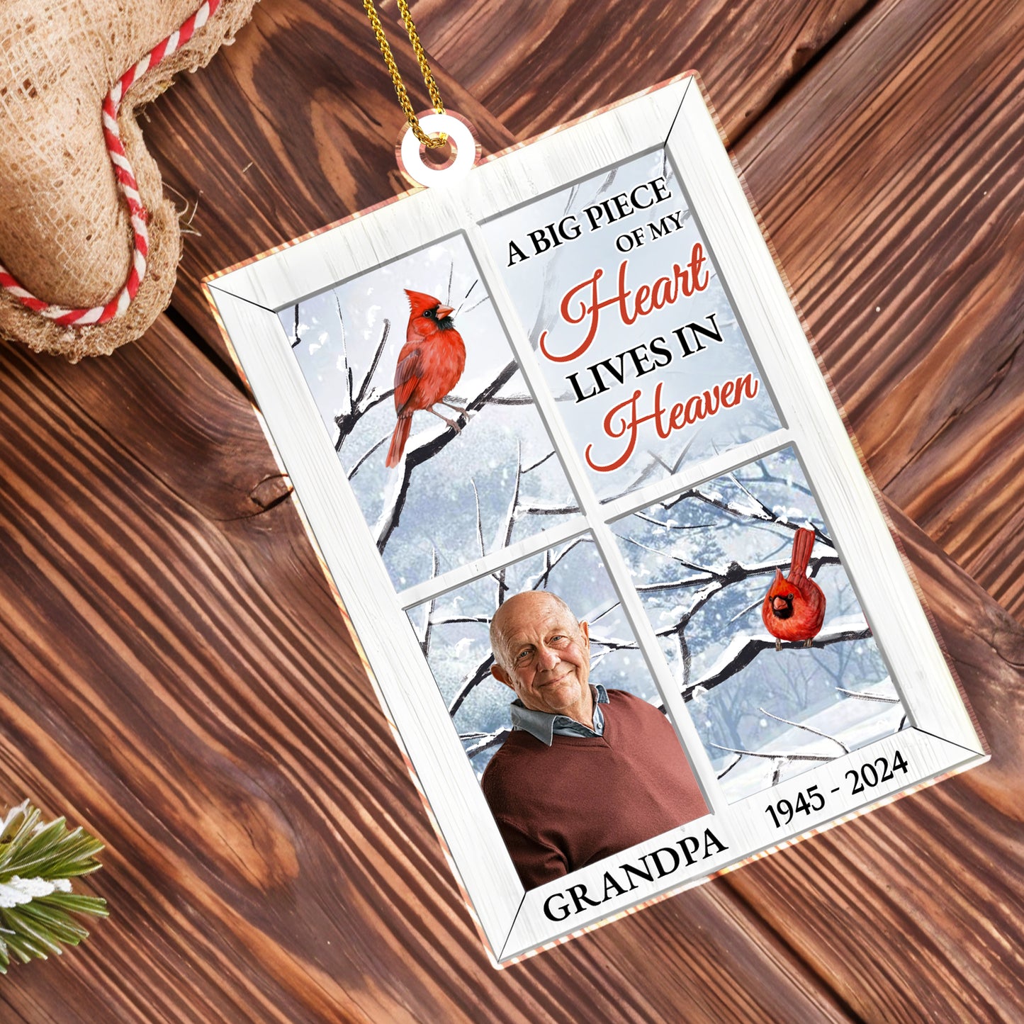 Heart In Heaven Cardinal Snowy Christmas Ornament