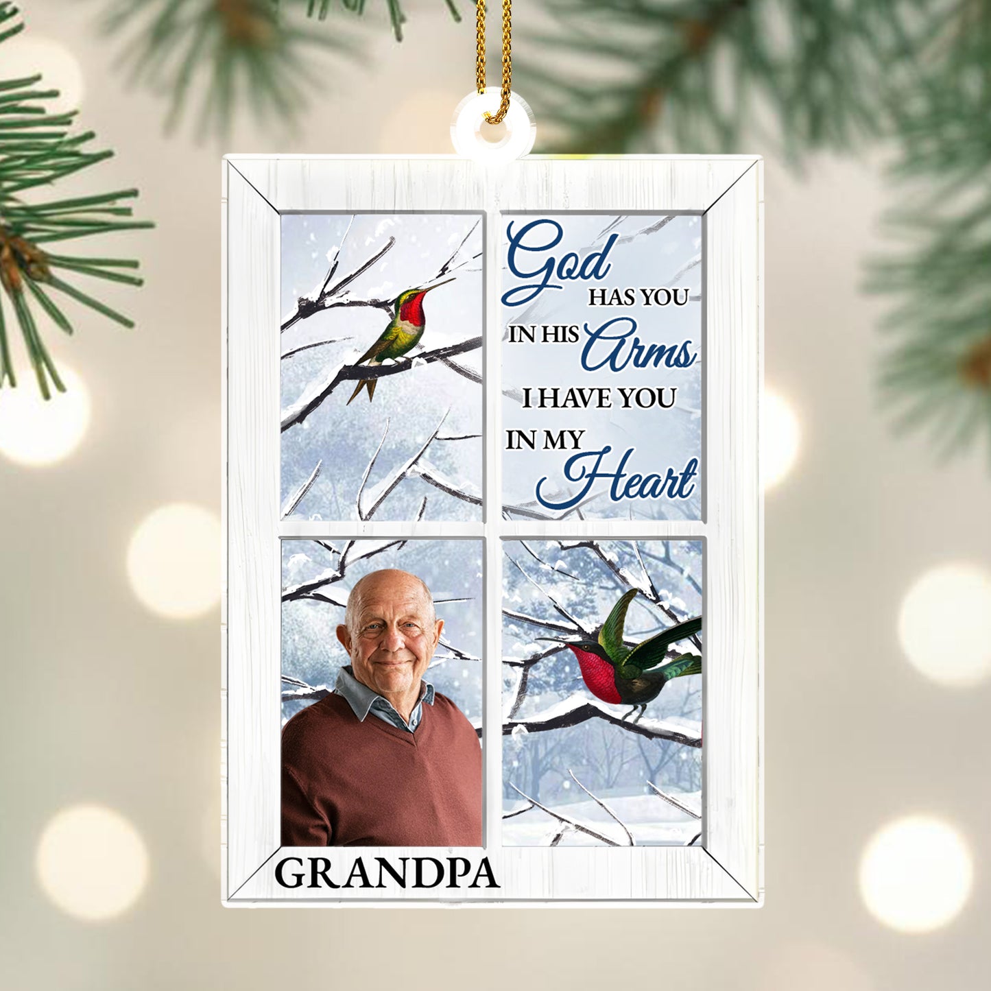 Christmas Memorial Gift With Bird And Snow Scene