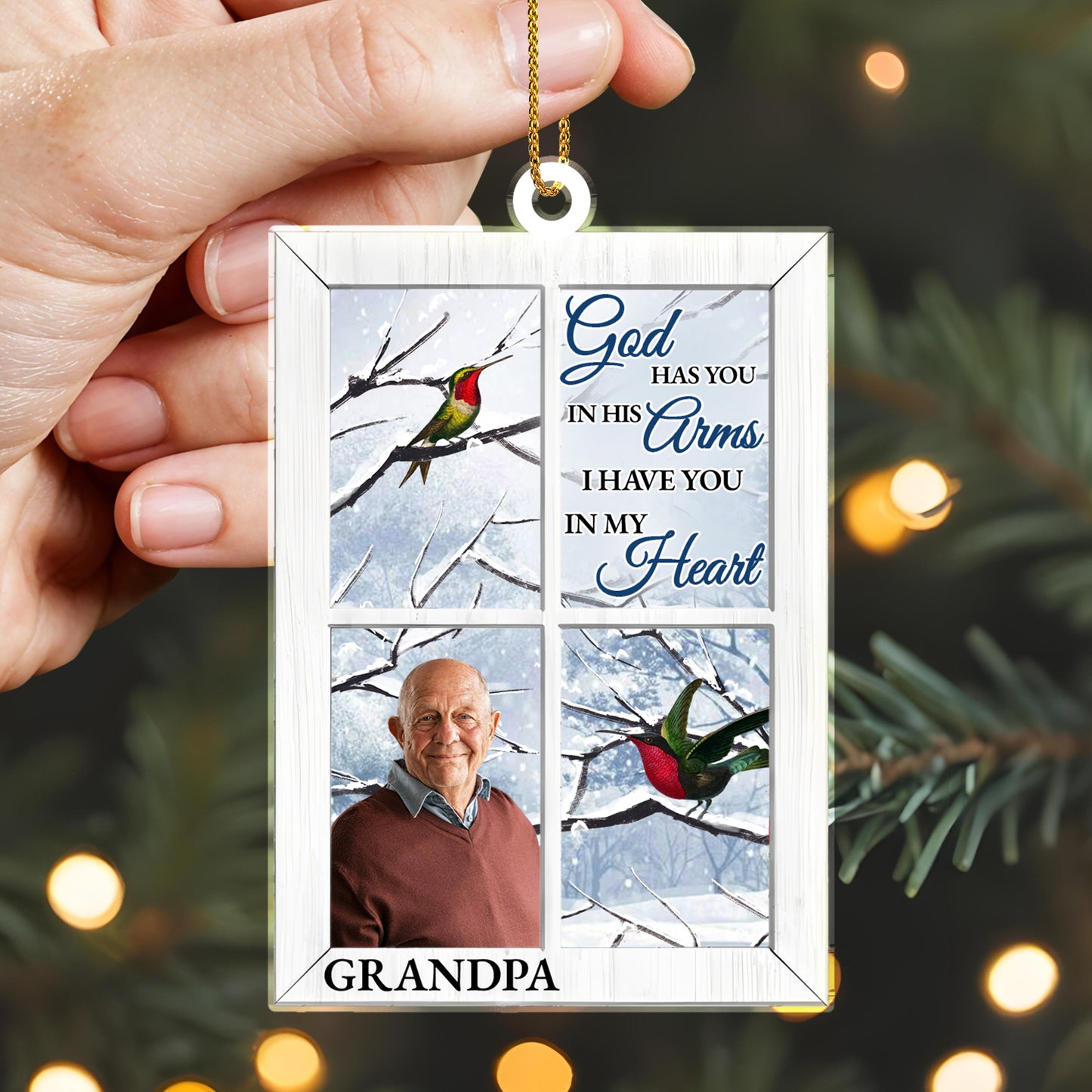 Christmas Memorial Gift With Bird And Snow Scene