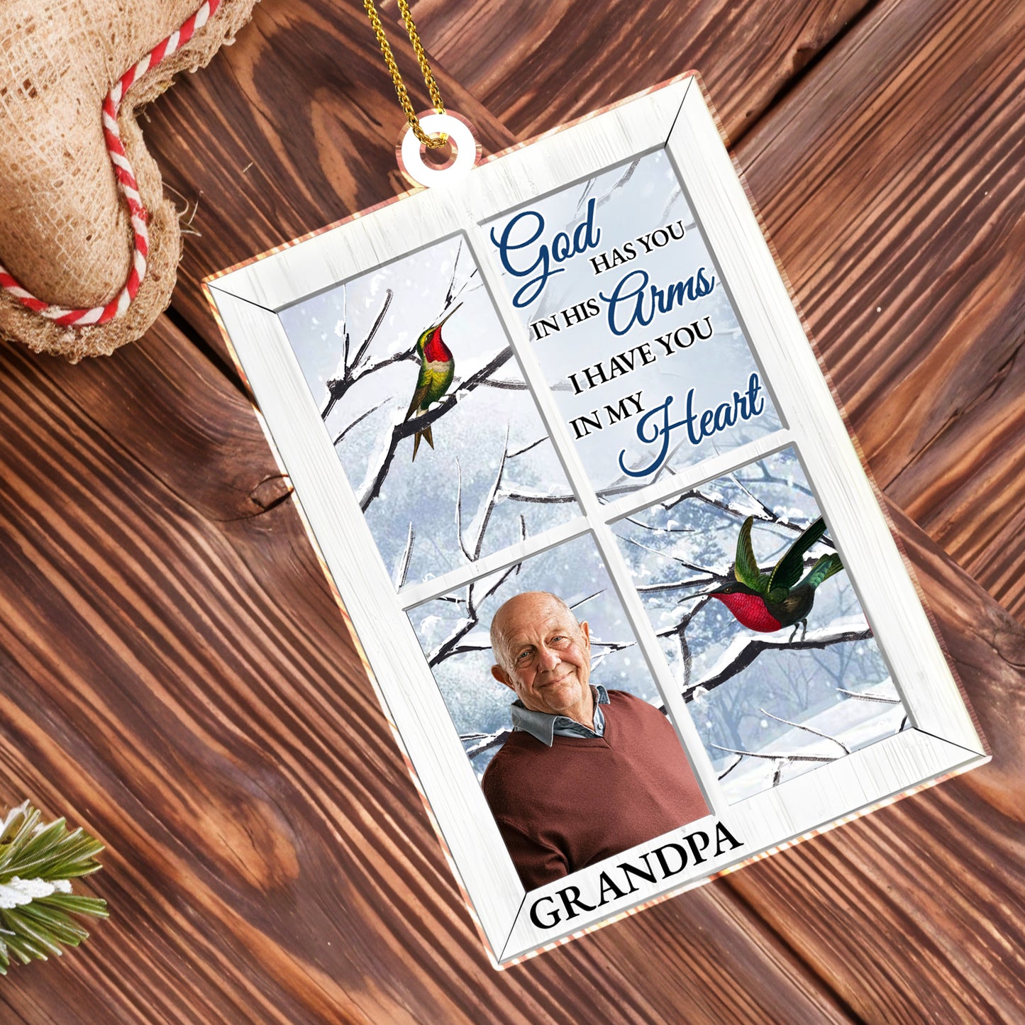 Christmas Memorial Gift With Bird And Snow Scene