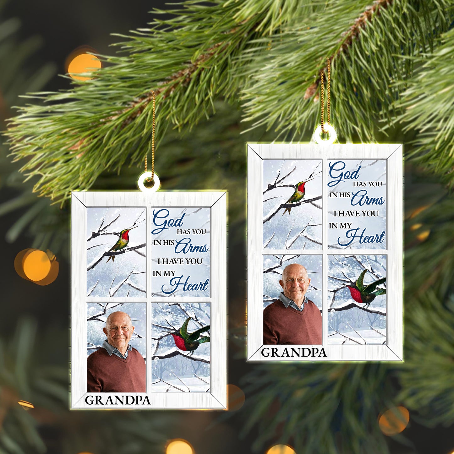 Christmas Memorial Gift With Bird And Snow Scene