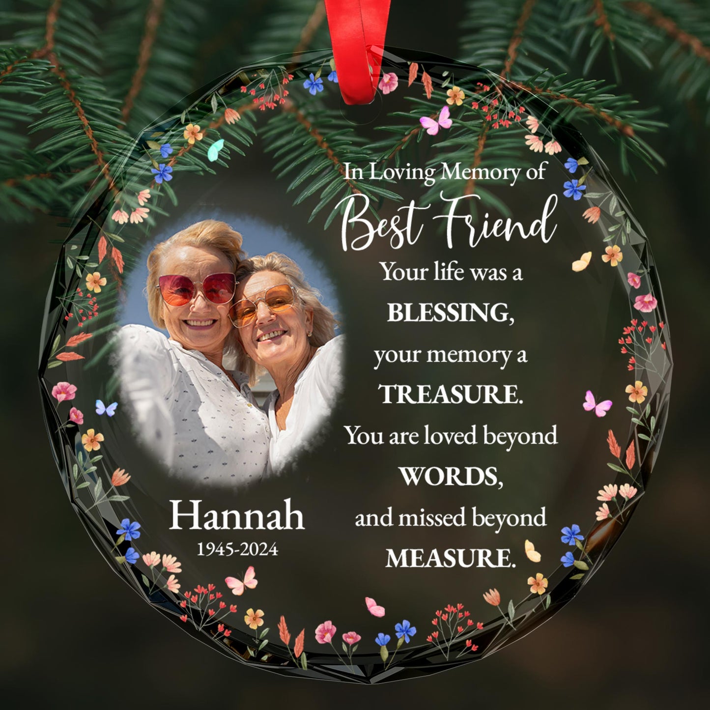 In Loving Memory Of Best Friend With Flowers Portrait