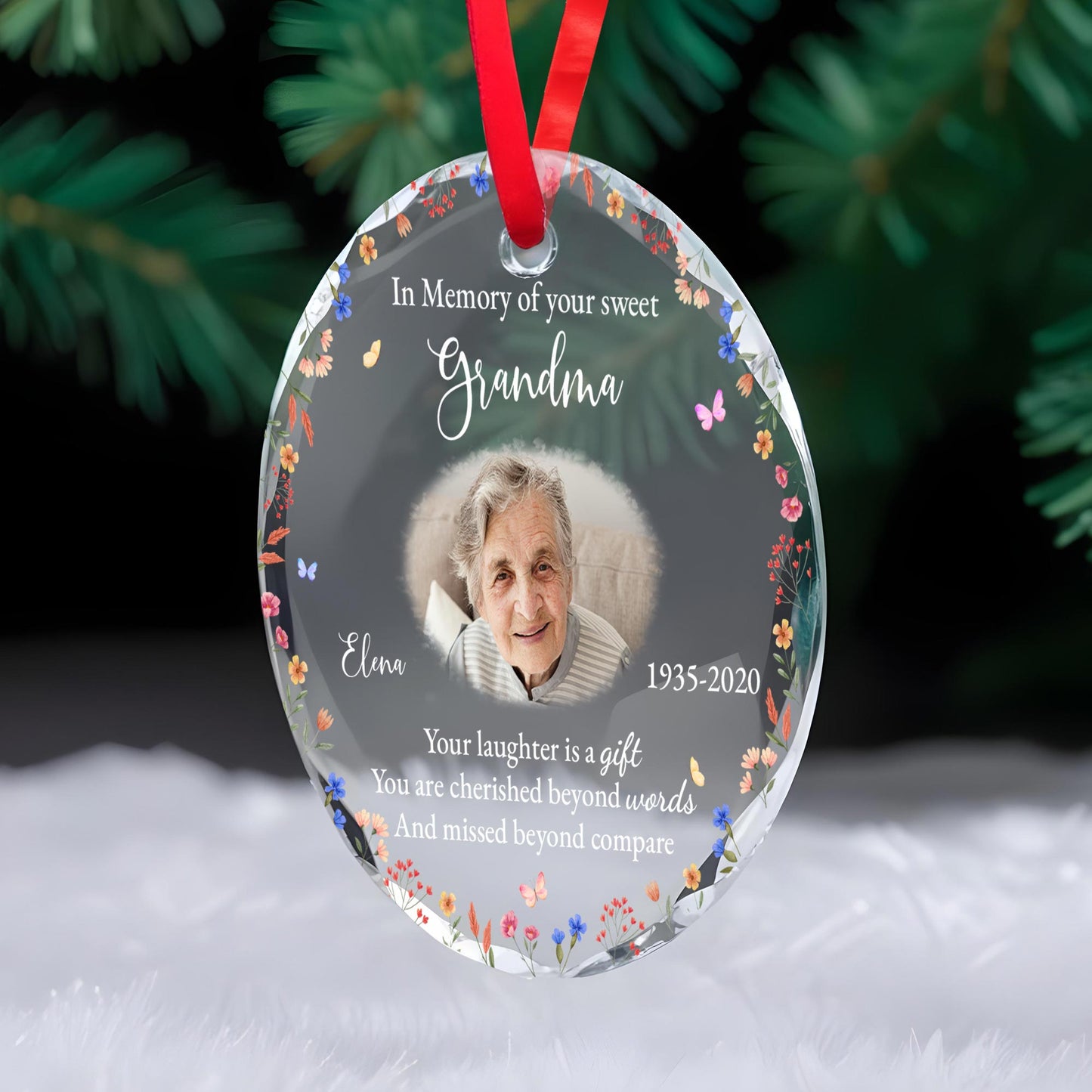 In Memory Of Your Sweet Grandma With Floral Frame