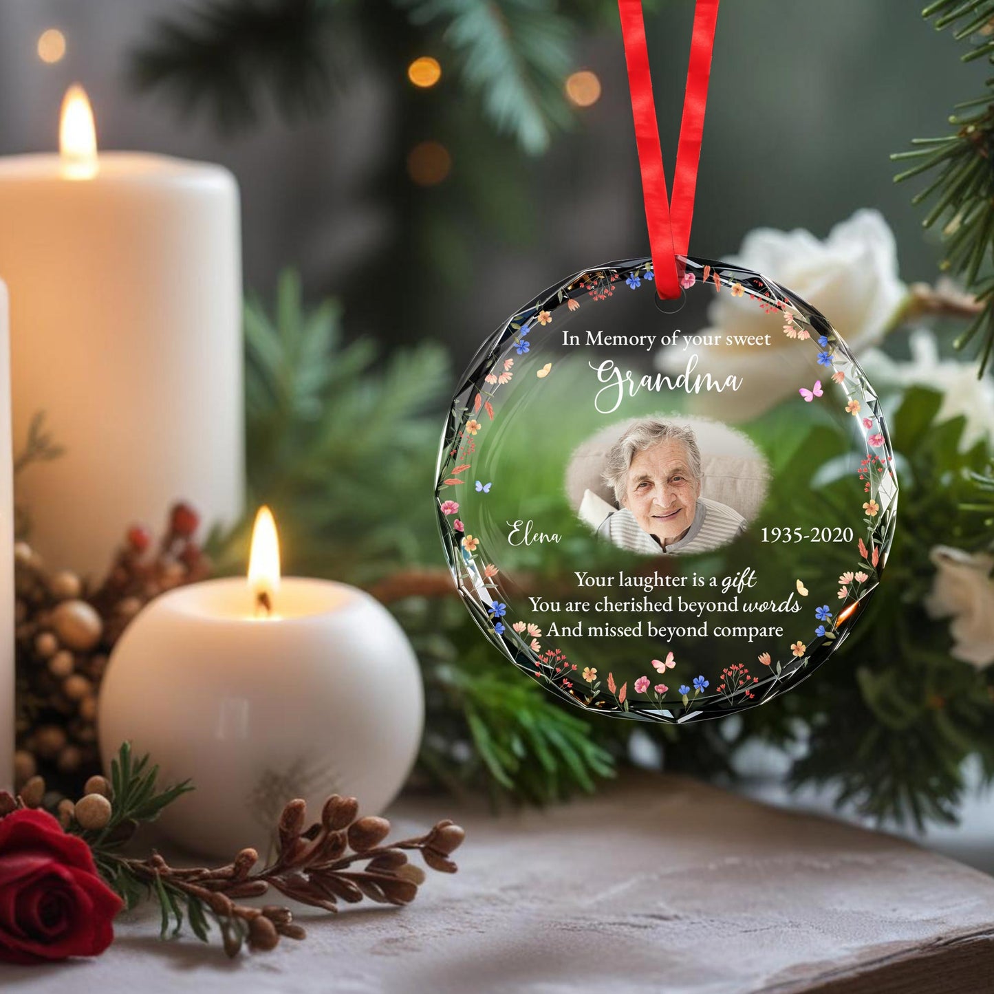 In Memory Of Your Sweet Grandma With Floral Frame
