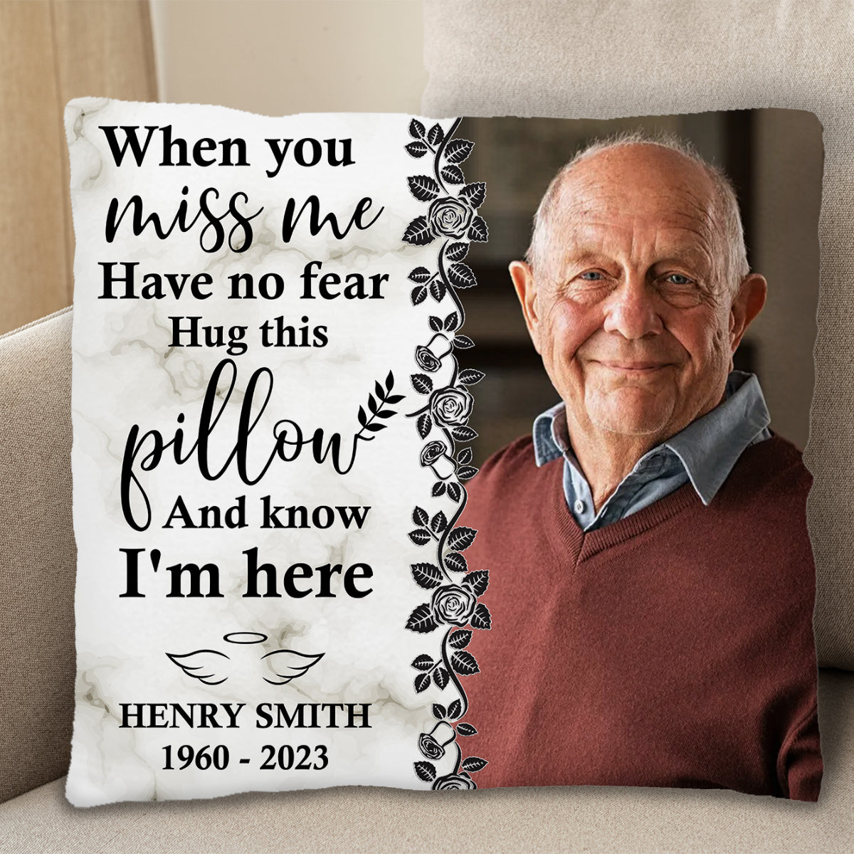 Comforting Memorial Quote With Roses And Leaves