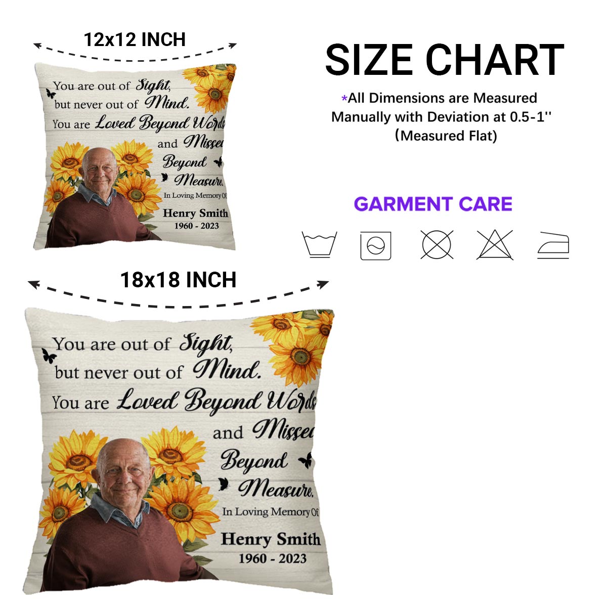 Loved Beyond Words Sunflower Memorial Pillow