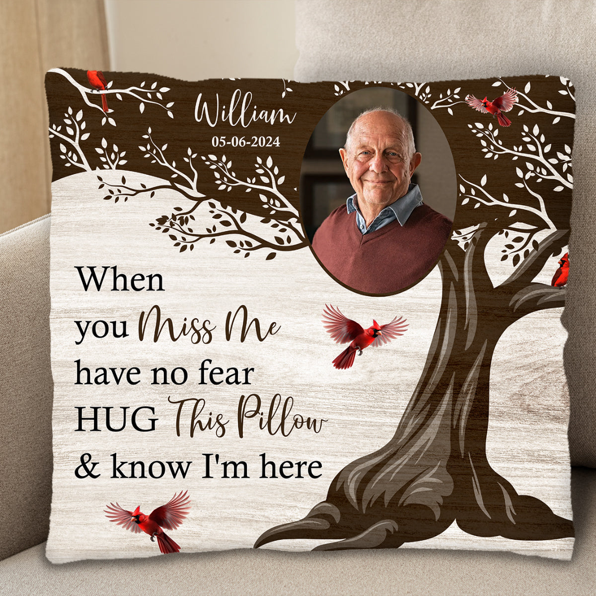 Hug This Pillow And Know I'm Here Memorial Cushion