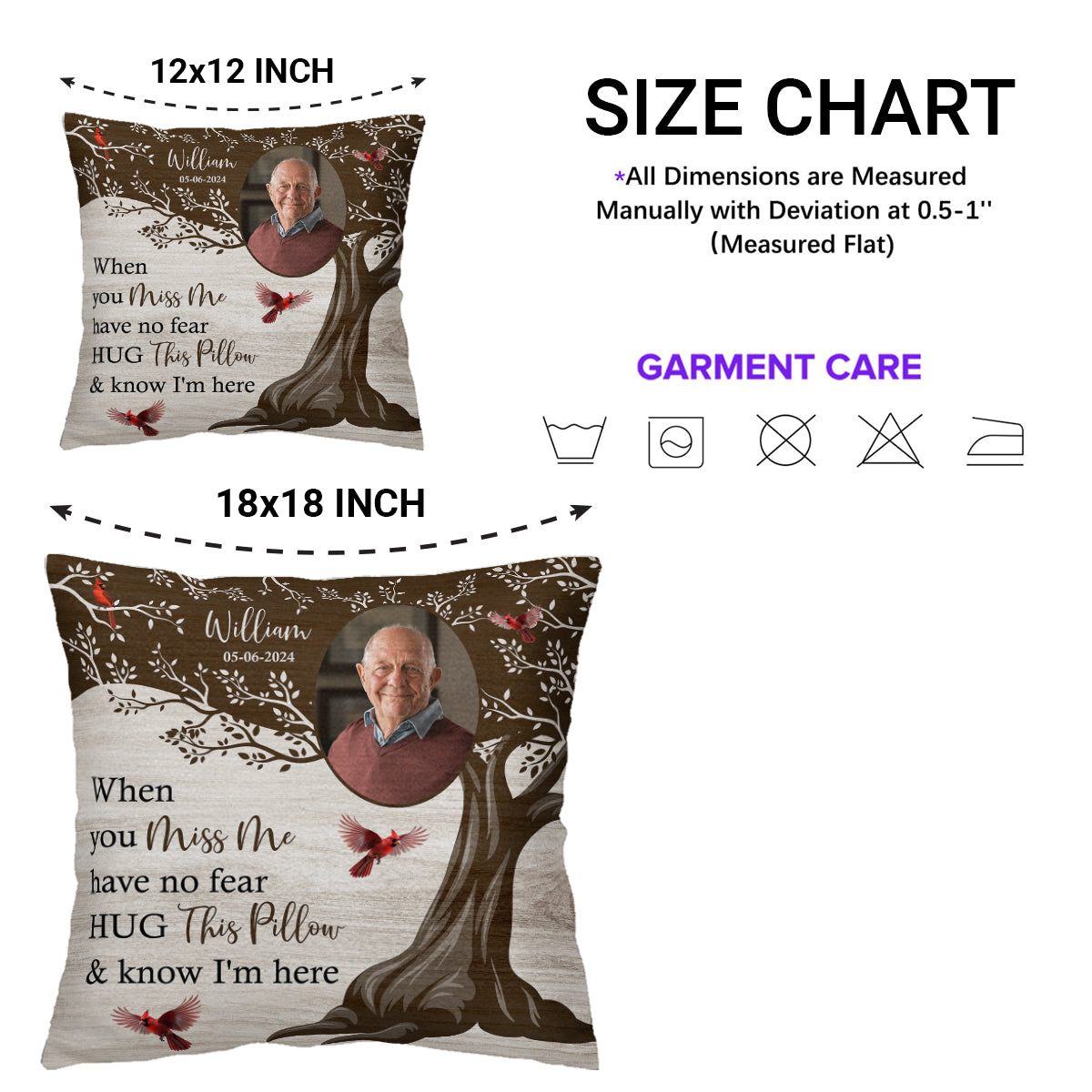 Hug This Pillow And Know I'm Here Memorial Cushion
