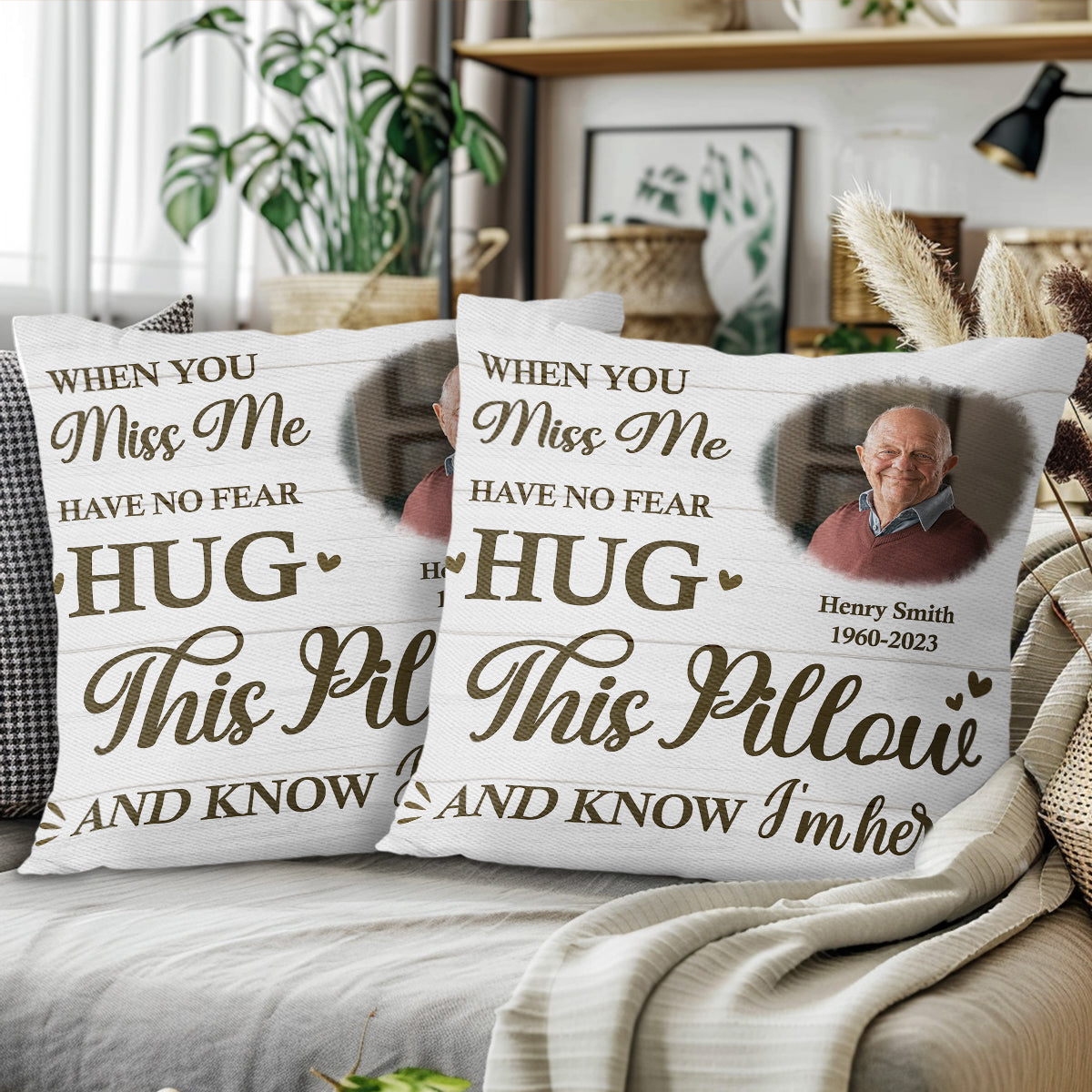 When You Miss Me Hug This Pillow Heart And Script