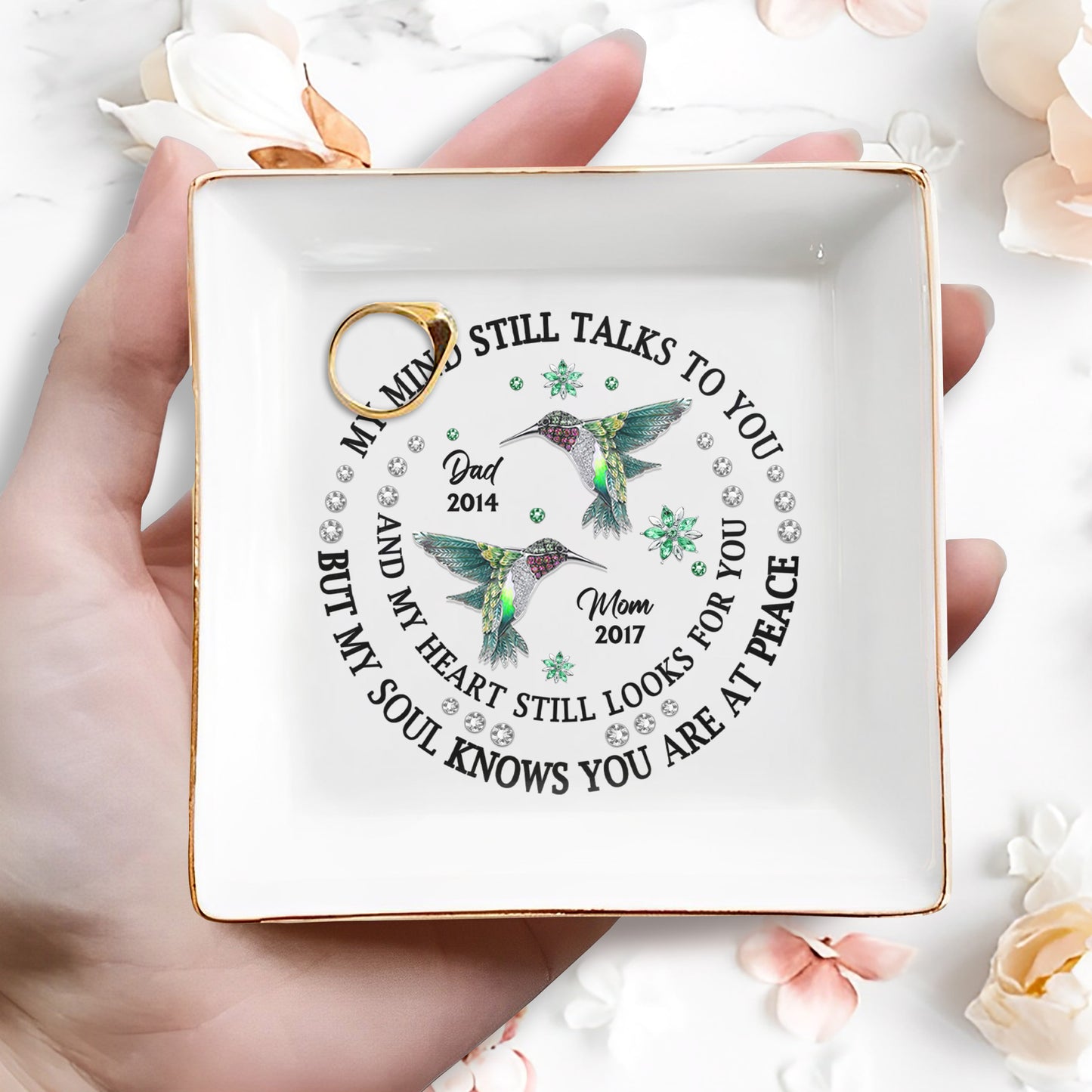 My Mind Still Talks Hummingbird Peaceful Heart Jewelry Dish