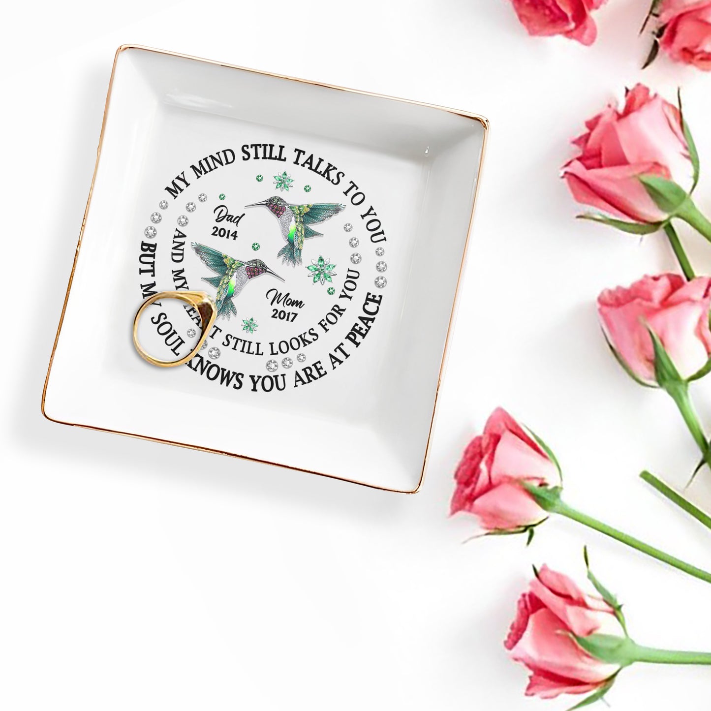My Mind Still Talks Hummingbird Peaceful Heart Jewelry Dish
