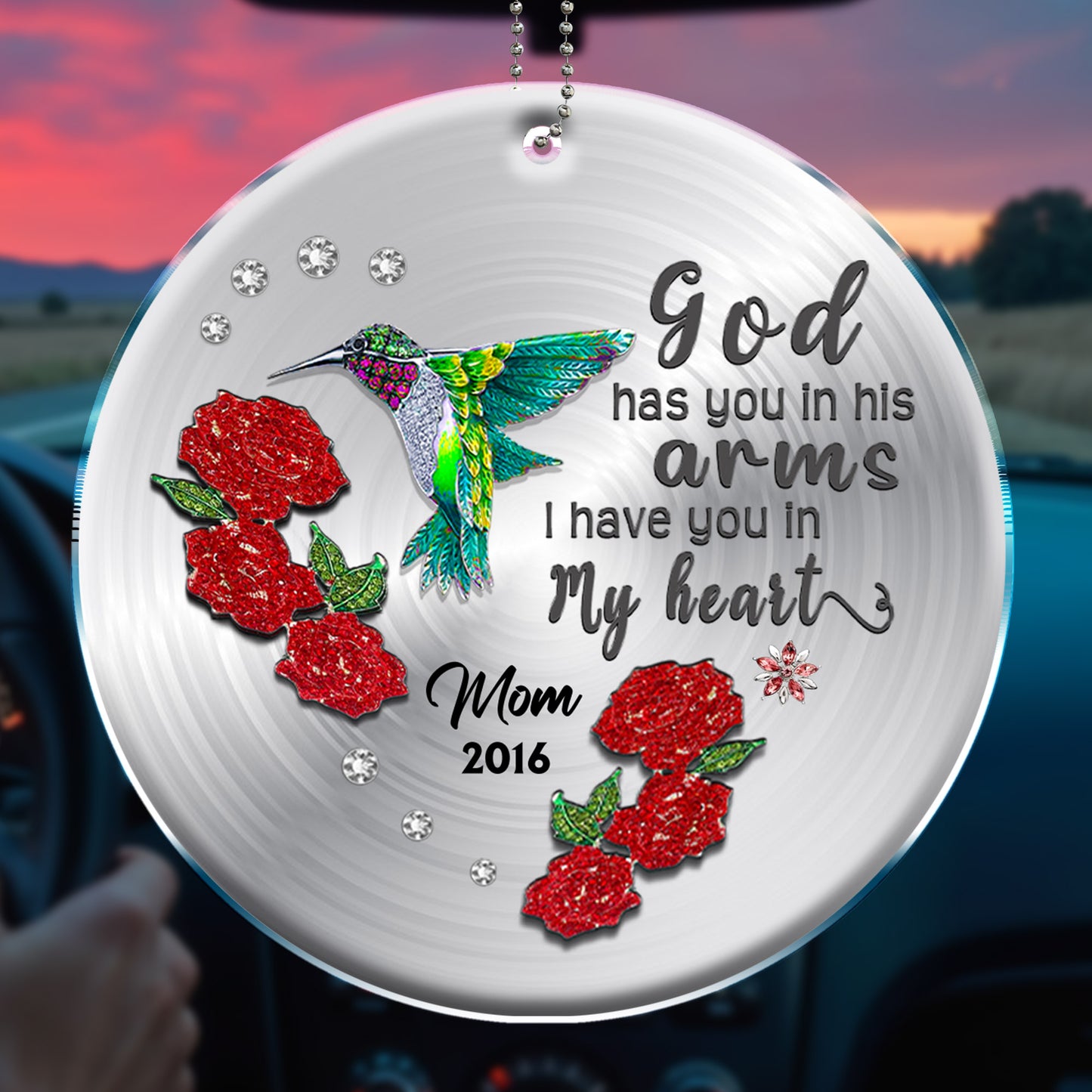 God Has You In His Arms, I Have You In My Heart Hummingbird Ornament