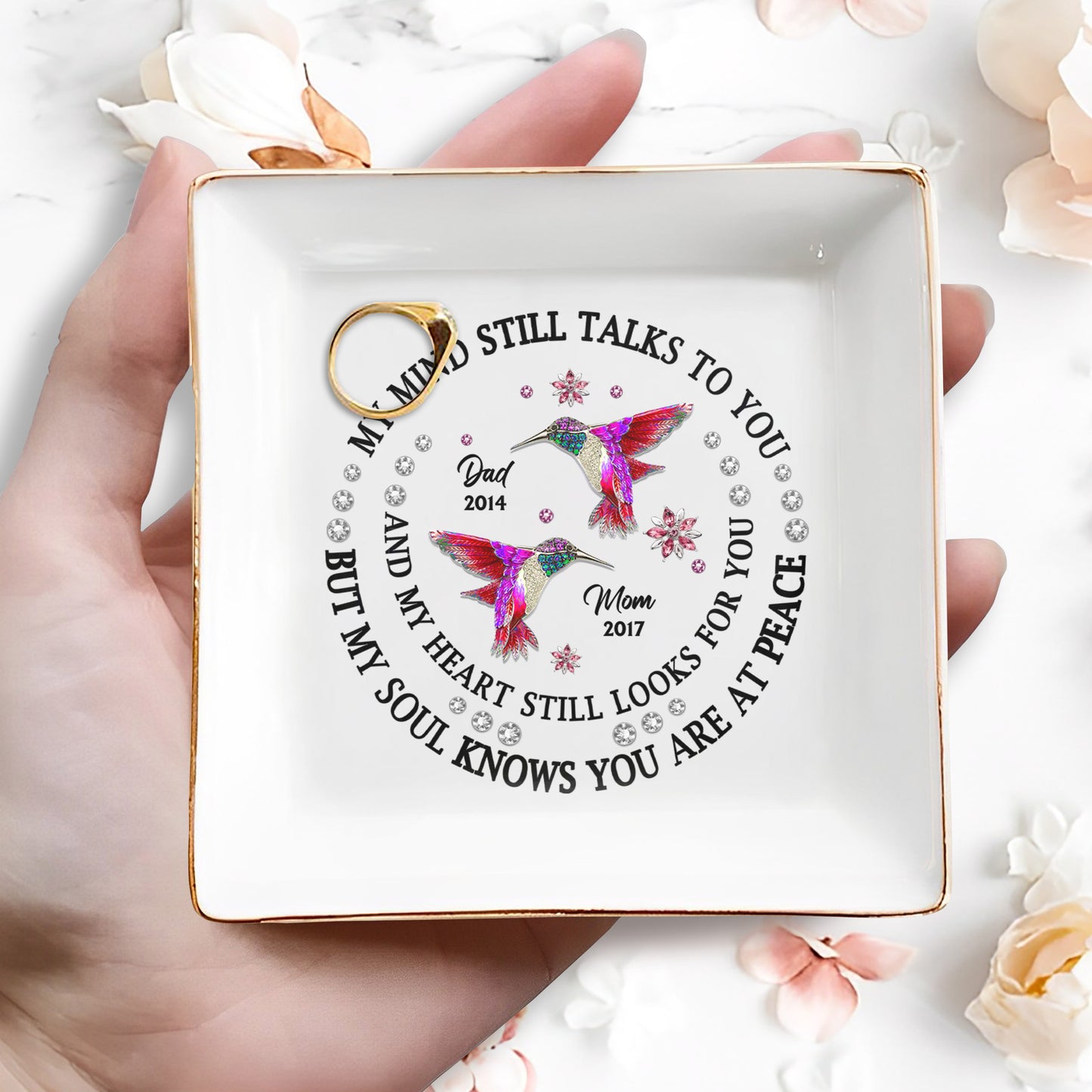My Mind Still Talks To You, Hummingbirds Memorial Jewelry Dish