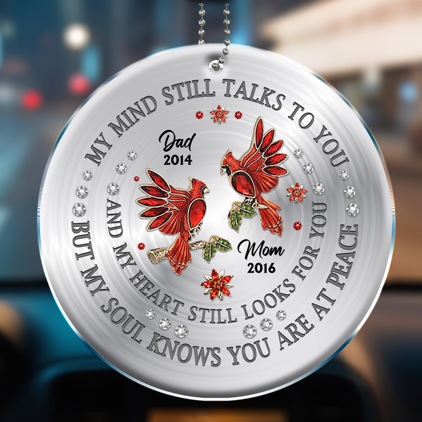 My Mind Still Talks to You, Cardinals and Flowers Memorial Ornament