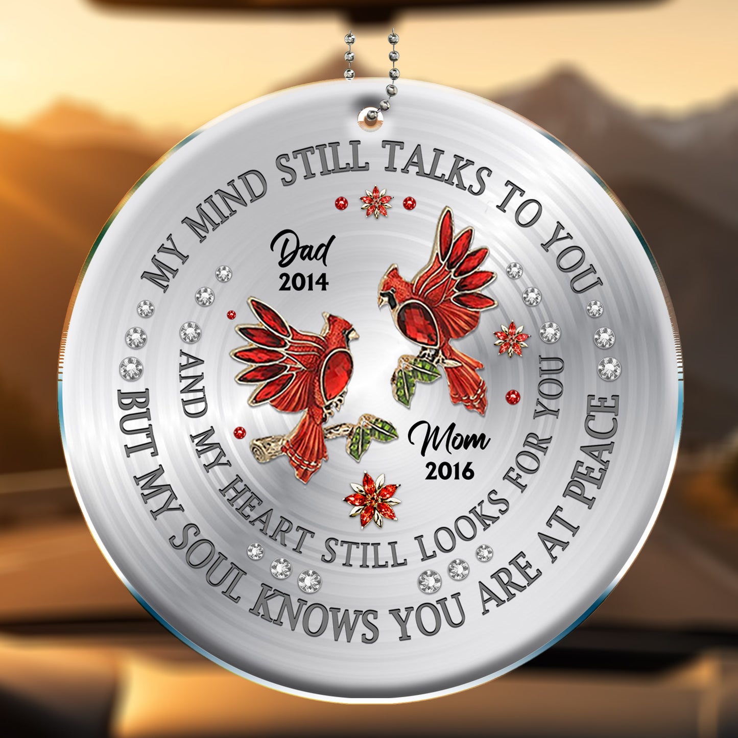 My Mind Still Talks to You, Cardinals and Flowers Memorial Ornament