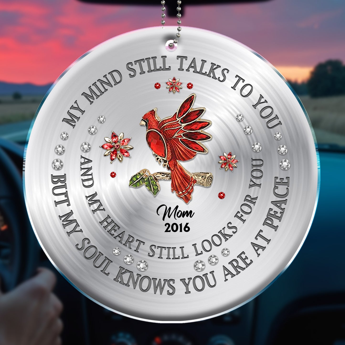 My Mind Still Talks to You, Cardinals and Flowers Memorial Ornament
