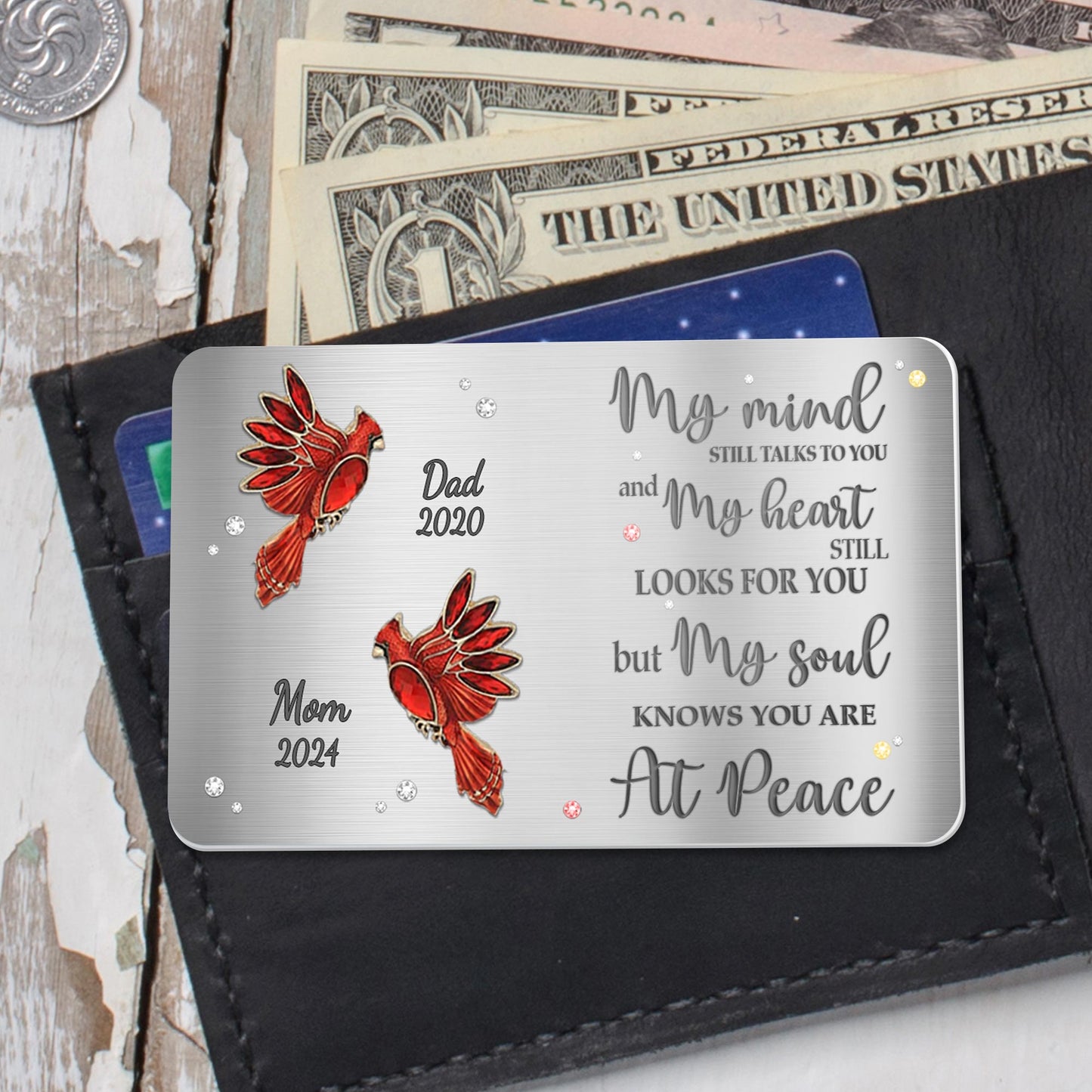 Heartfelt Memorial Message With Birds and Gemstones