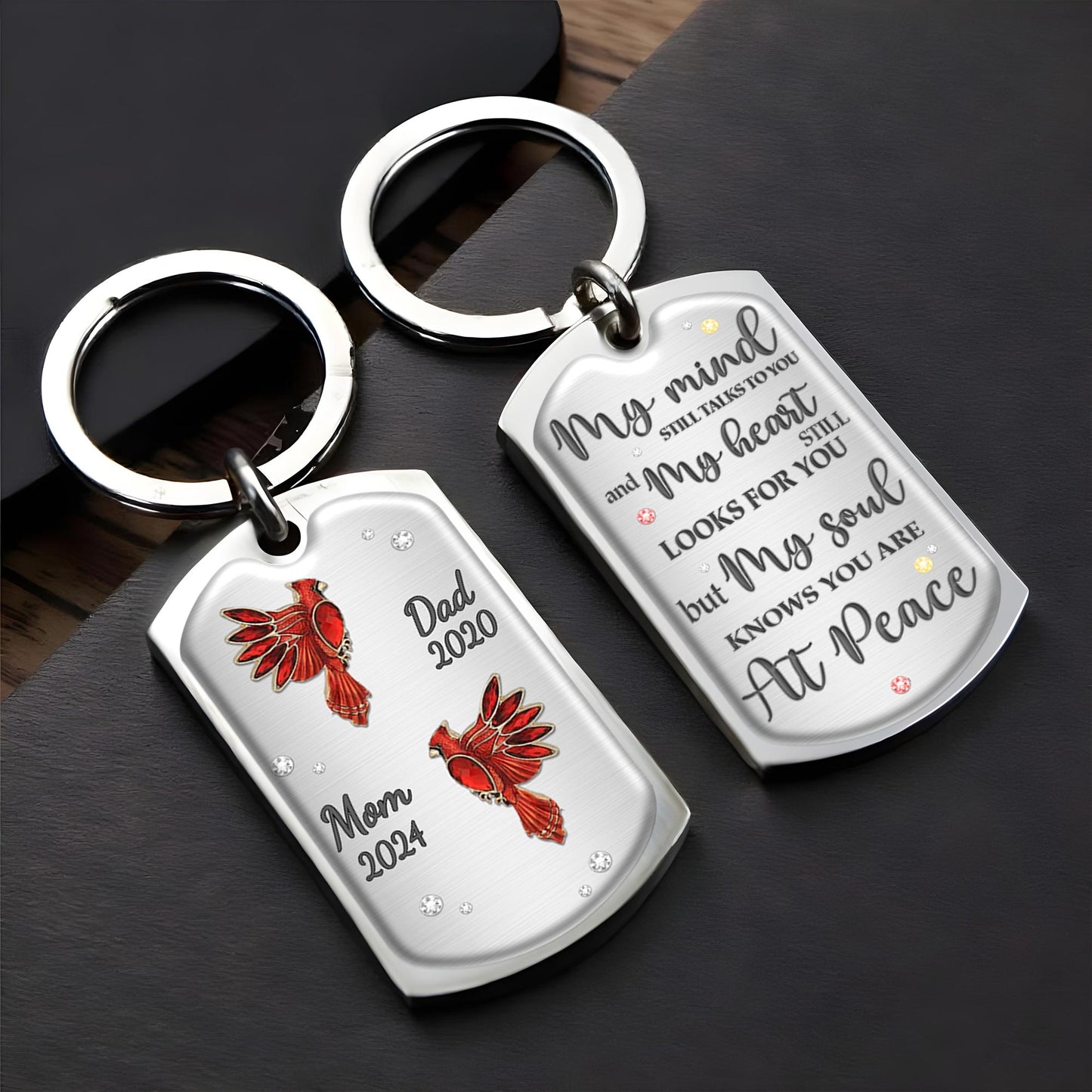 Red Cardinal Memorial Custom Keychain
