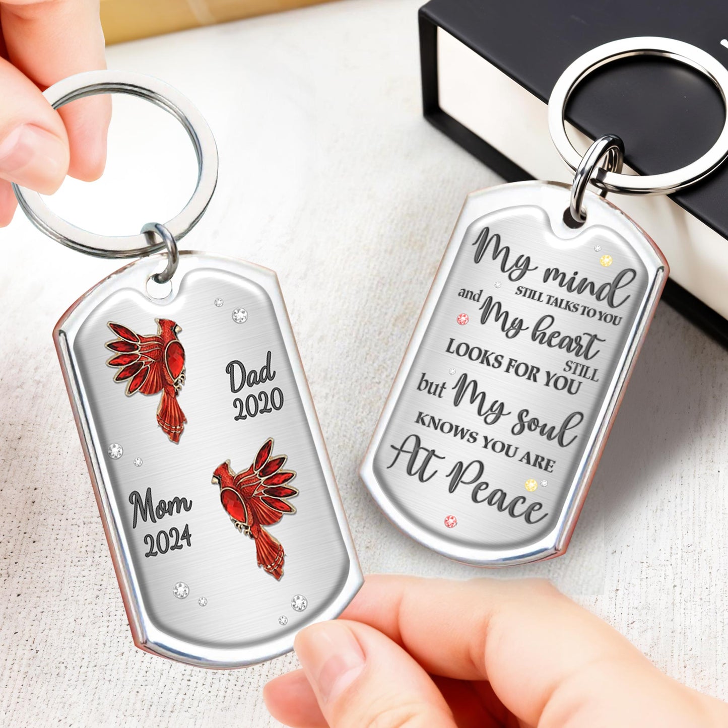 Red Cardinal Memorial Custom Keychain
