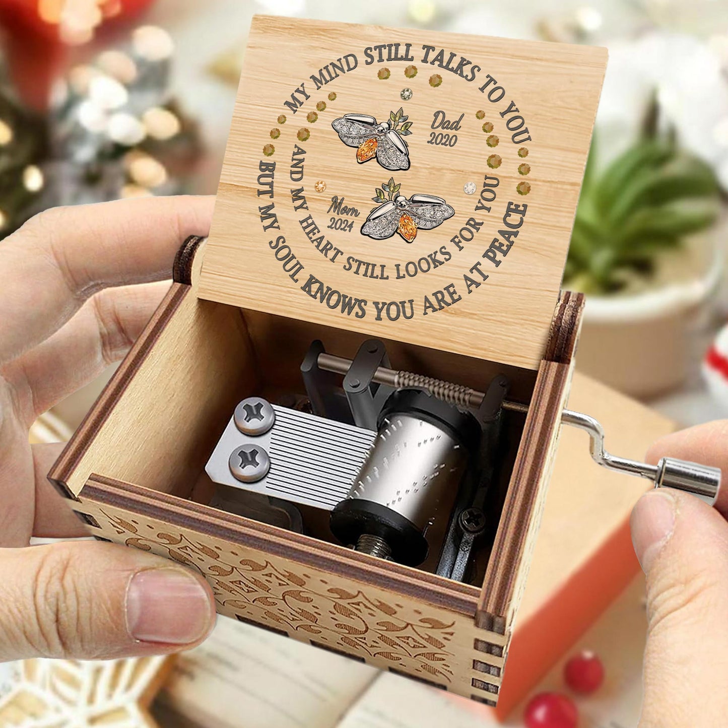 Angel Wings With Peaceful Remembrance Quote Music Box