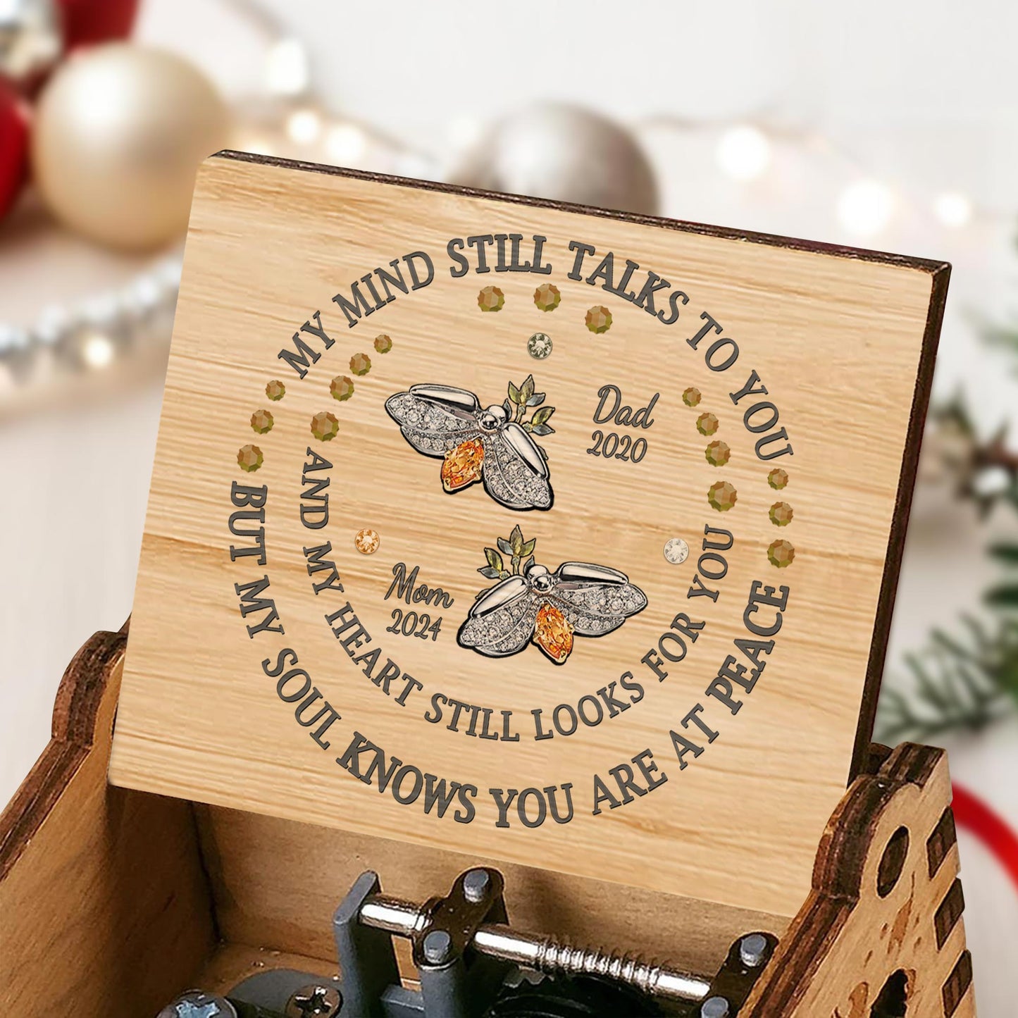 Angel Wings With Peaceful Remembrance Quote Music Box