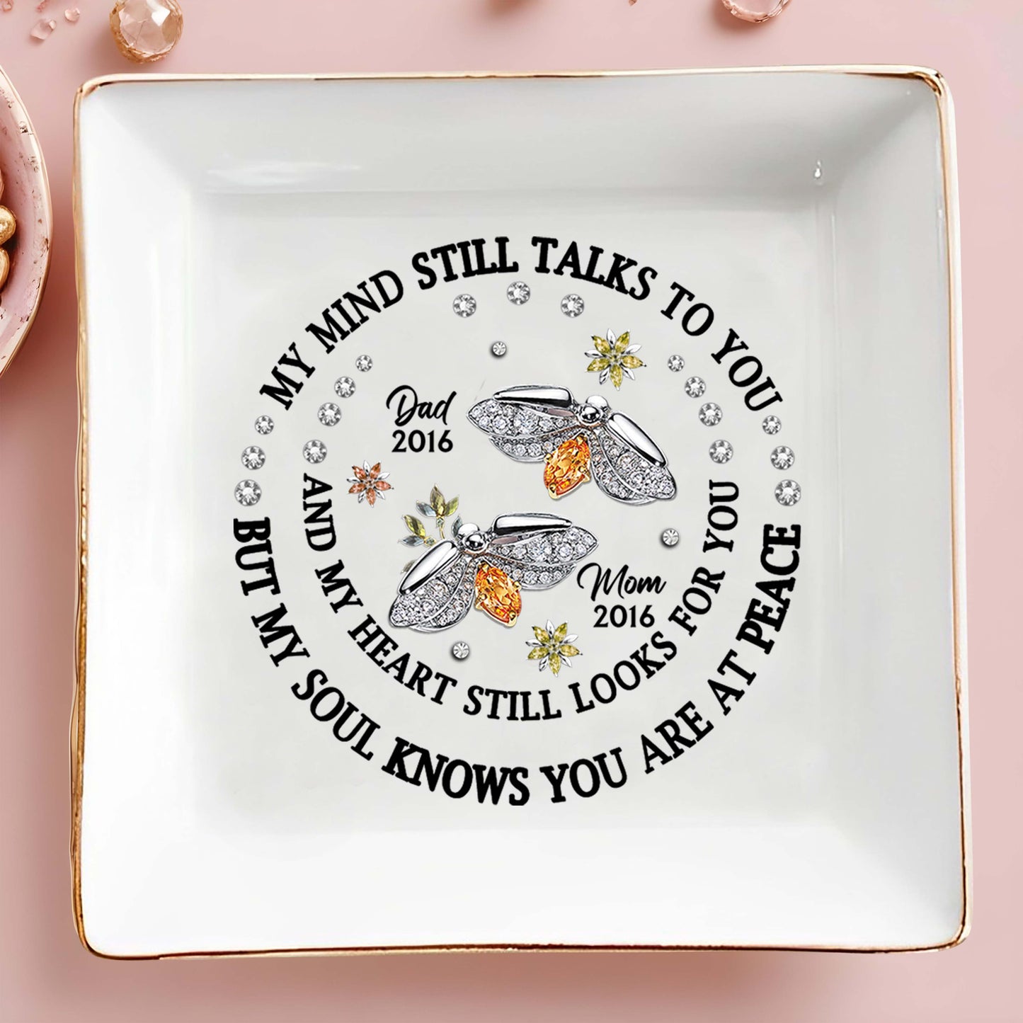 My Mind Talks To You Bee And Flowers Memorial Dish